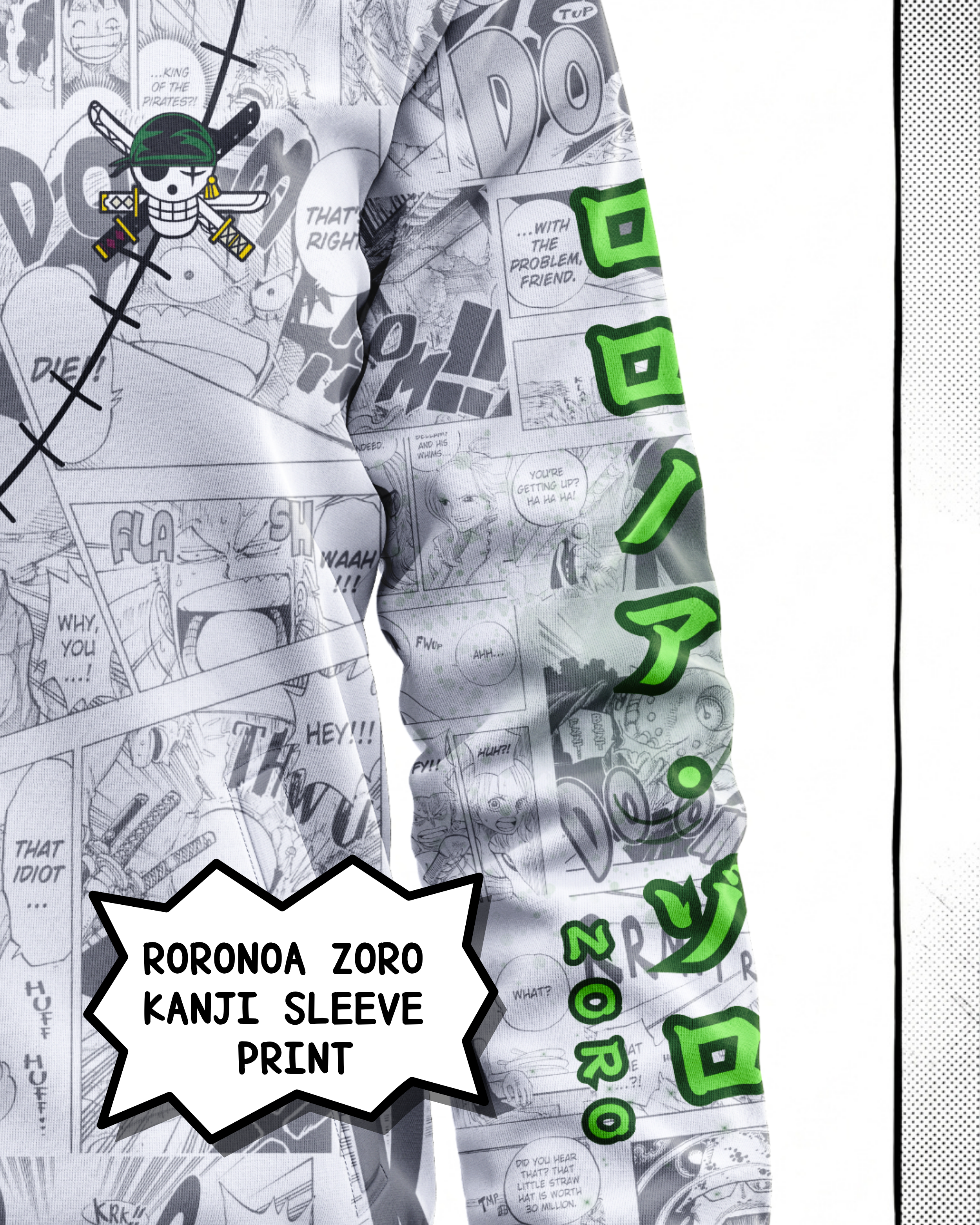 Roronoa Zoro Manga Bomber Jacket | One Piece Drop 001 Kuro Republic