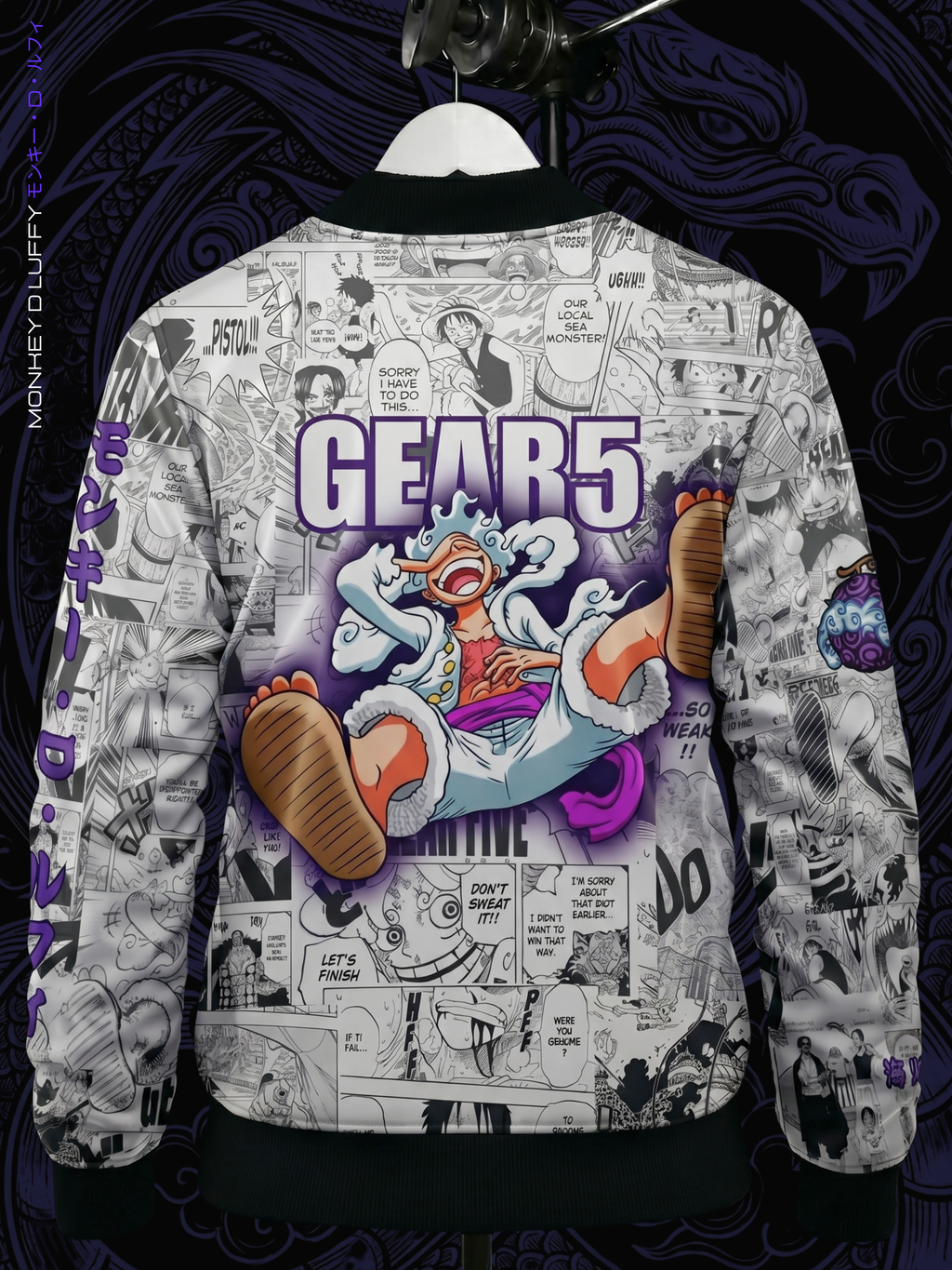 Luffy Gear 5 Manga Bomber Jacket - One Piece Merch for Fans