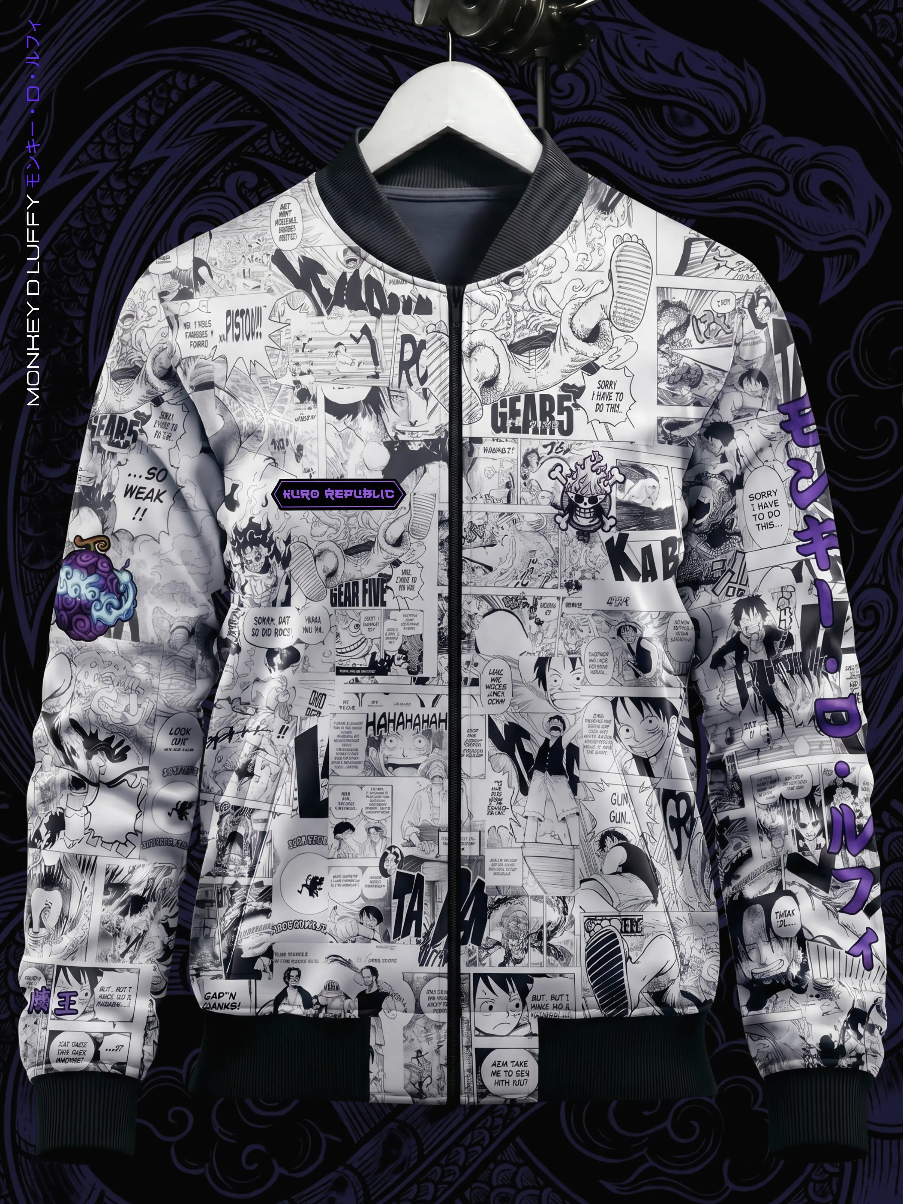 Luffy Gear 5 Manga Bomber Jacket | One Piece Drop - Kuro Republic