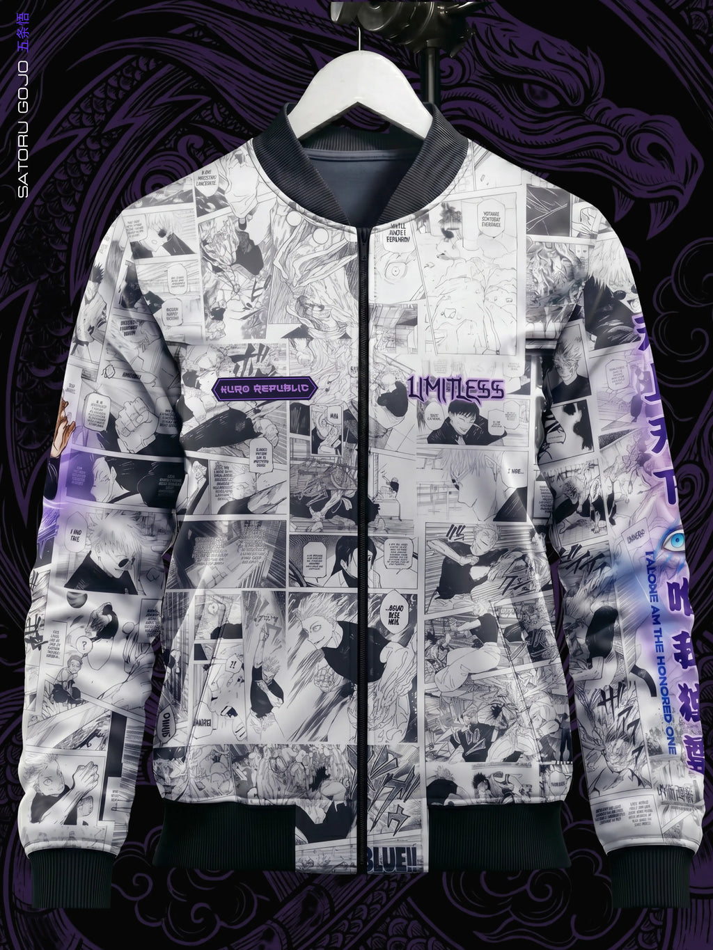 Satoru Gojo Manga Bomber Jacket | JJK Drop 001 Kuro Republic