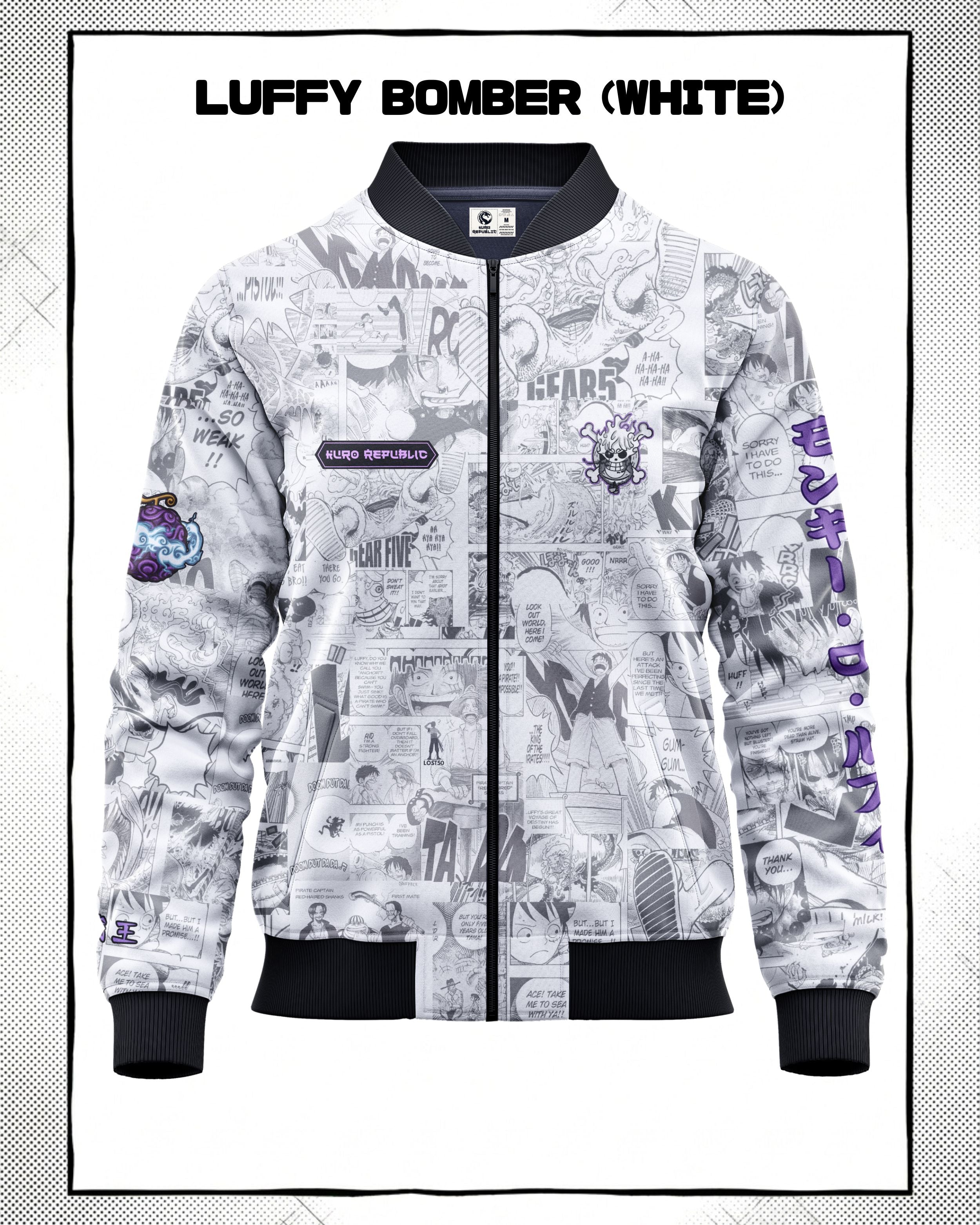 Monkey D. Luffy Gear 5 Manga Bomber Jacket | One Piece Drop 001 Kuro Republic