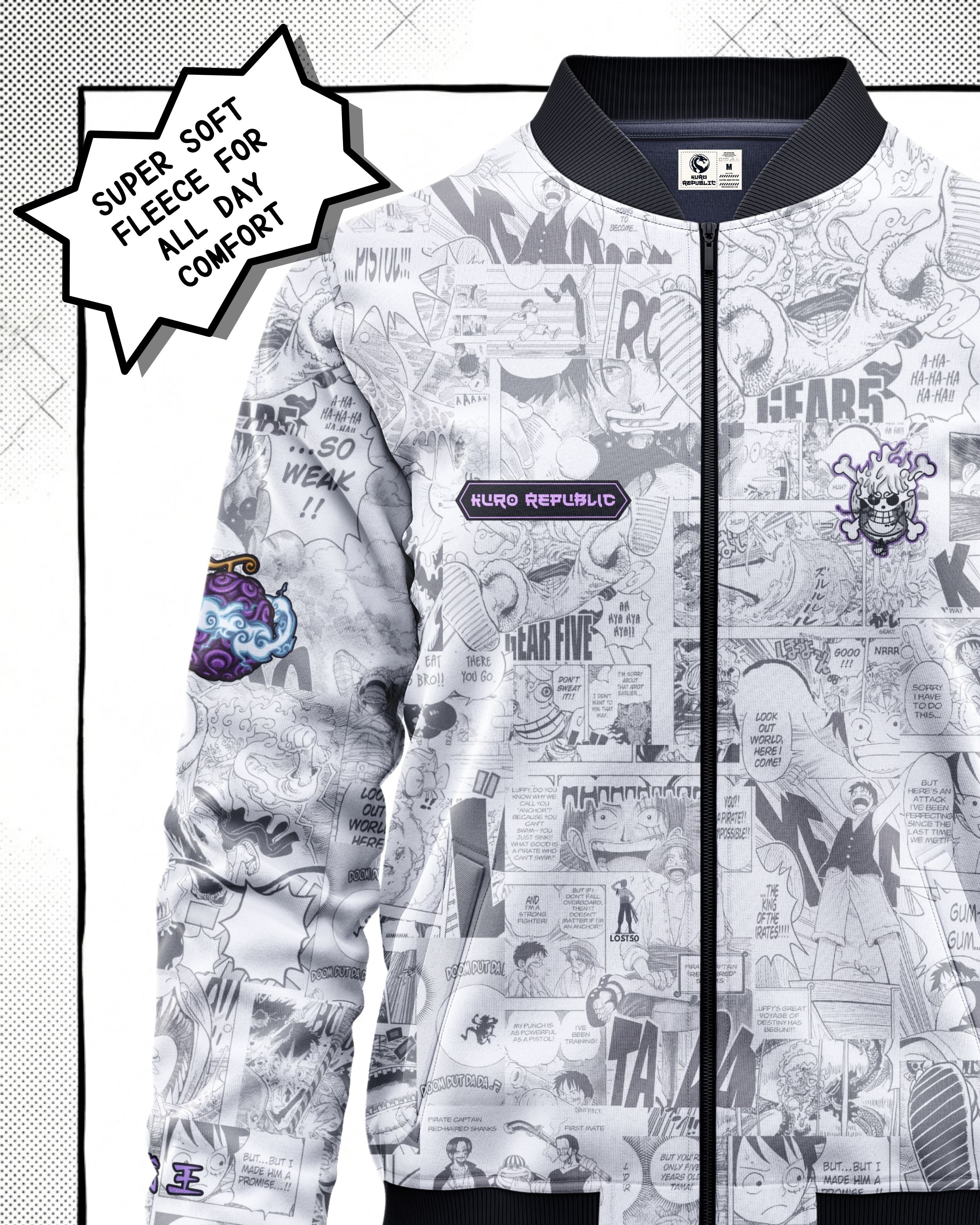 Monkey D. Luffy Gear 5 Manga Bomber Jacket | One Piece Drop 001 Kuro Republic
