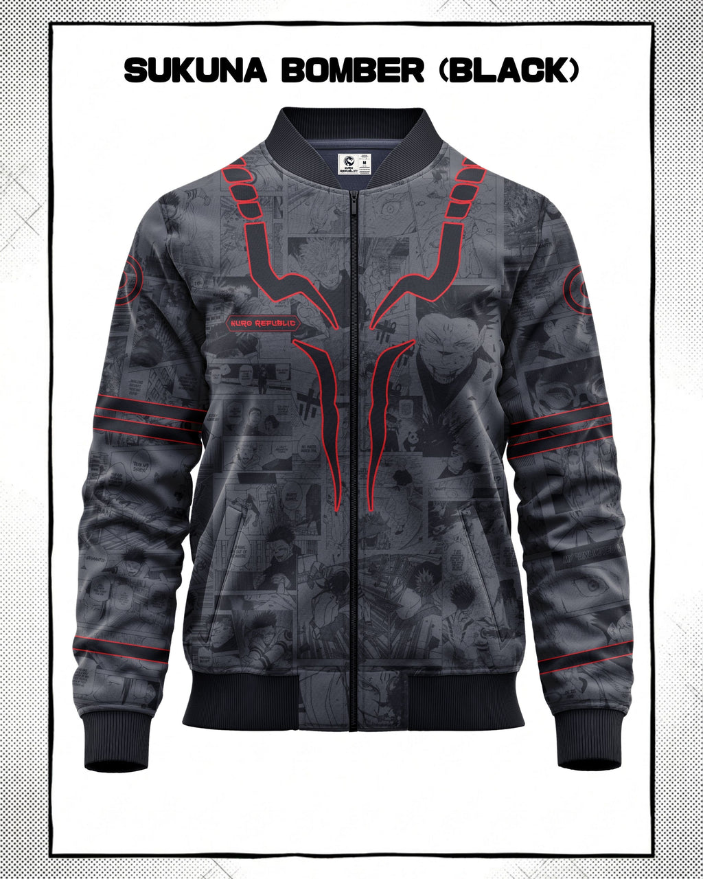 Ryomen Sukuna Manga Bomber Jacket gray varient | JJK Drop 001 Kuro Republic