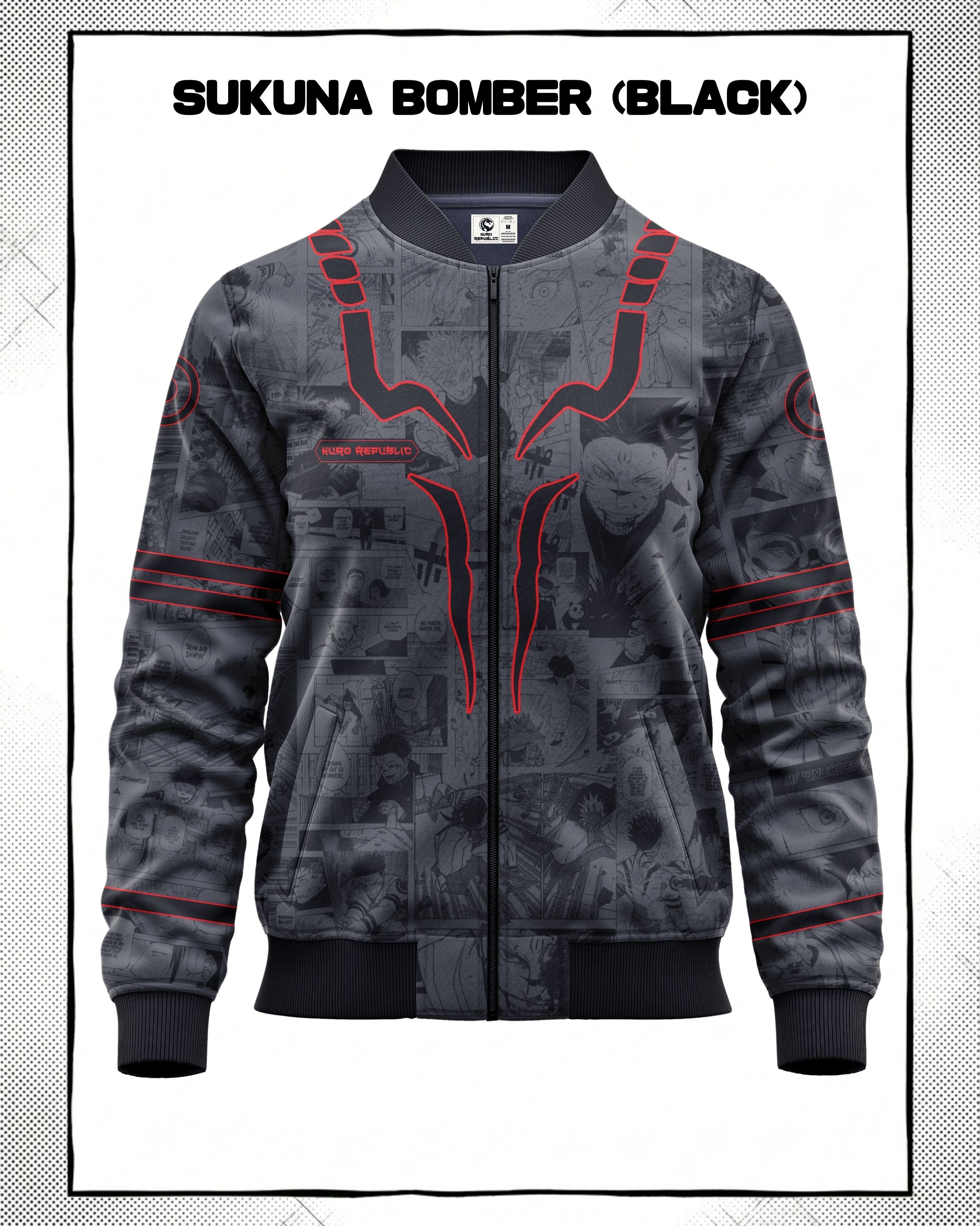 Ryomen Sukuna Manga Bomber Jacket gray varient | JJK Drop 001 Kuro Republic