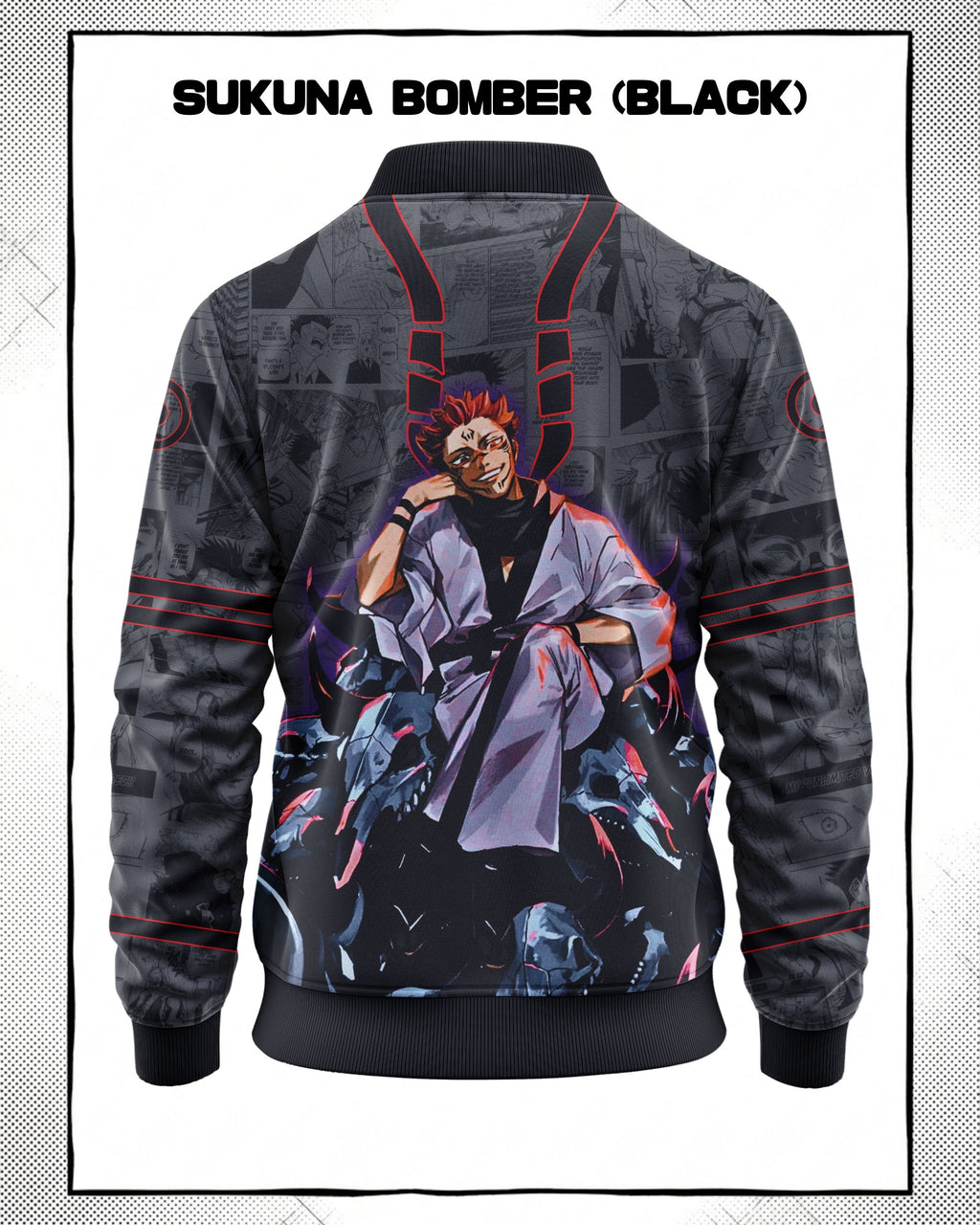 Ryomen Sukuna Manga Bomber Jacket gray varient | JJK Drop 001 Kuro Republic