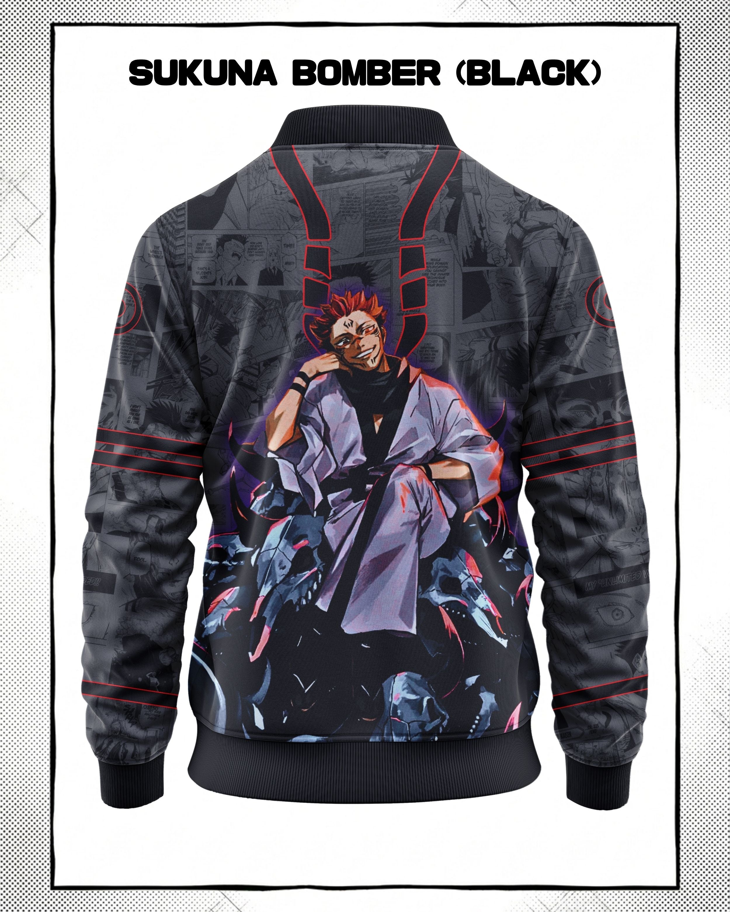 Ryomen Sukuna Manga Bomber Jacket gray varient | JJK Drop 001 Kuro Republic