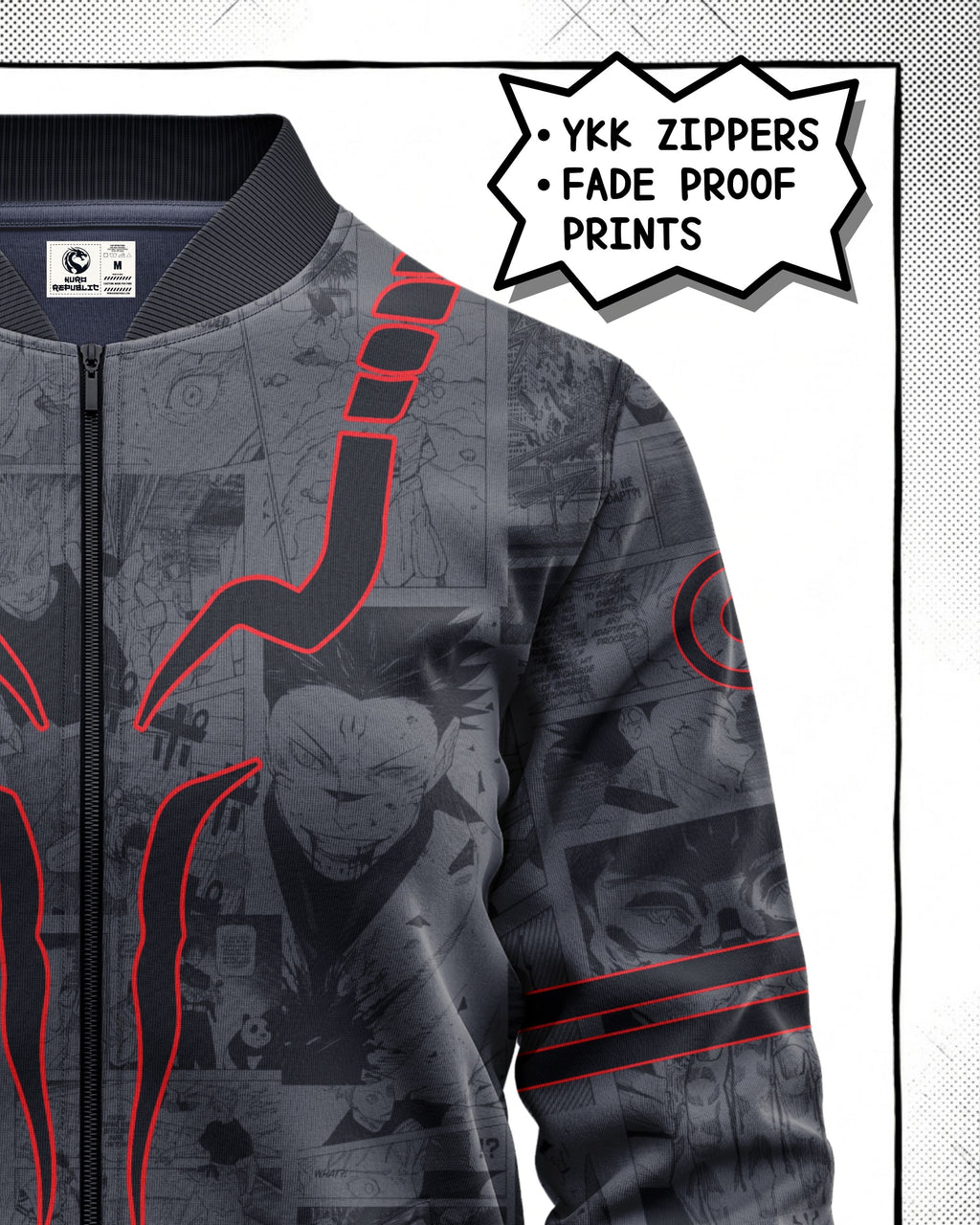 Ryomen Sukuna Manga Bomber Jacket gray varient | JJK Drop 001 Kuro Republic