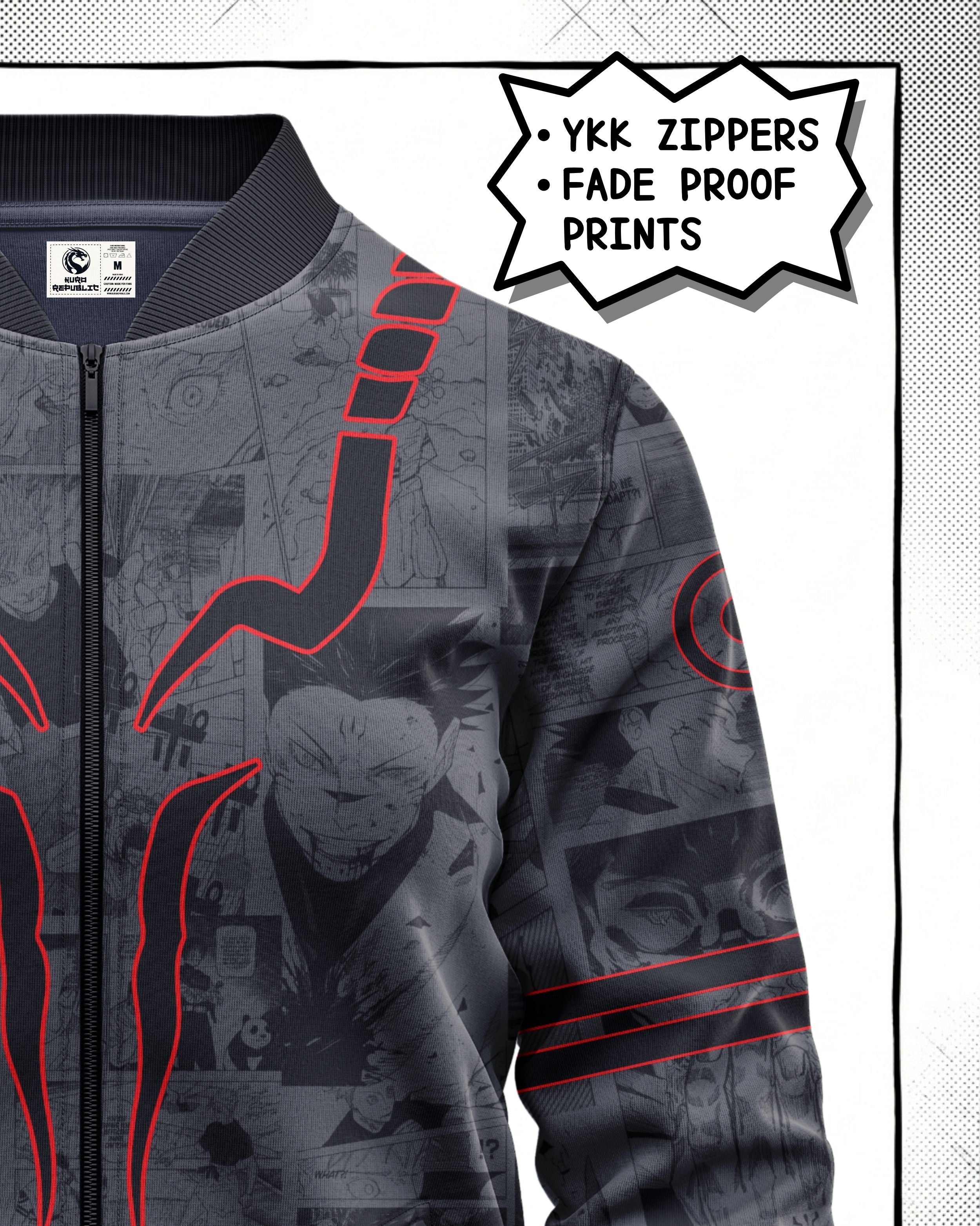 Ryomen Sukuna Manga Bomber Jacket gray varient | JJK Drop 001 Kuro Republic