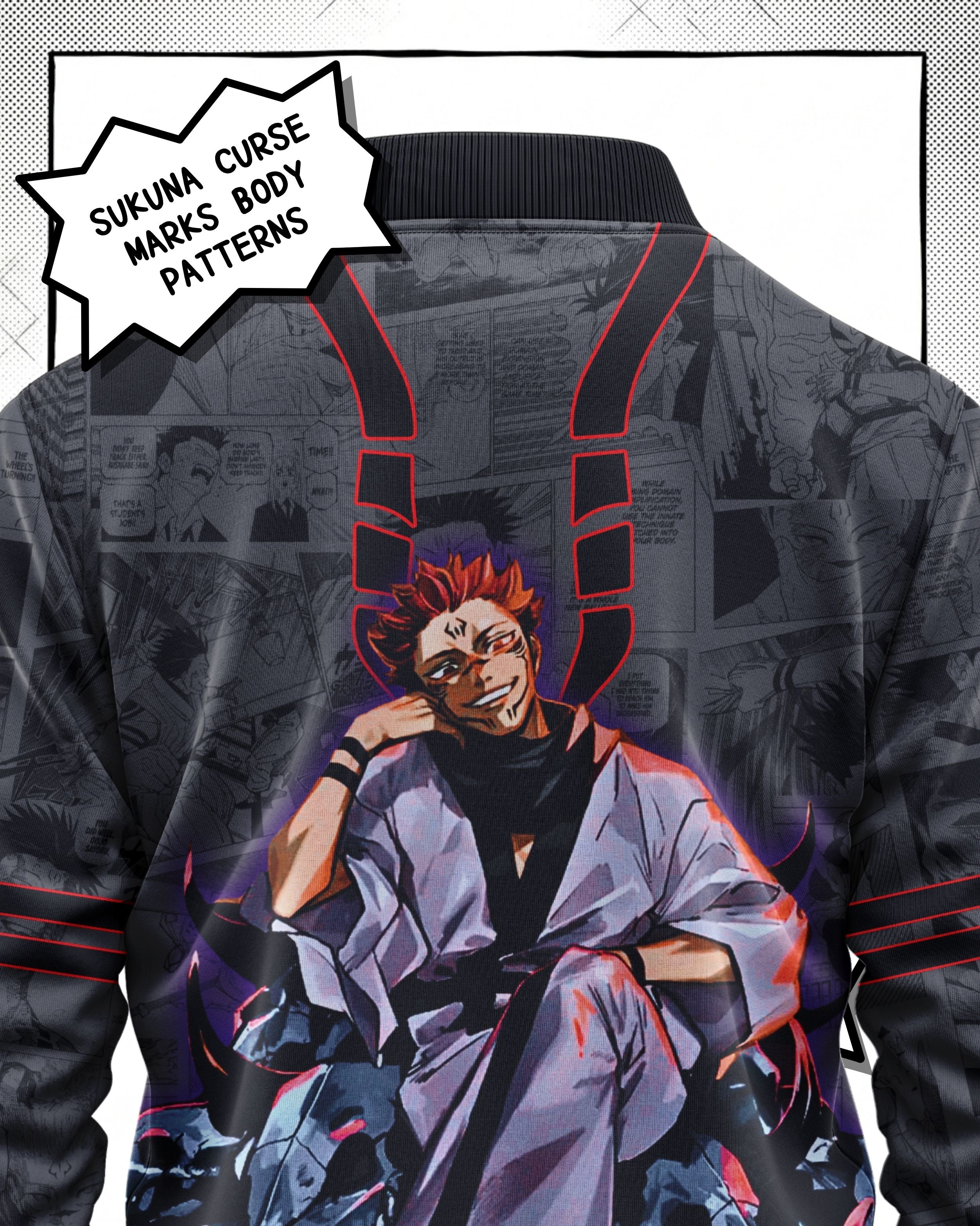 Ryomen Sukuna Manga Bomber Jacket gray varient | JJK Drop 001 Kuro Republic