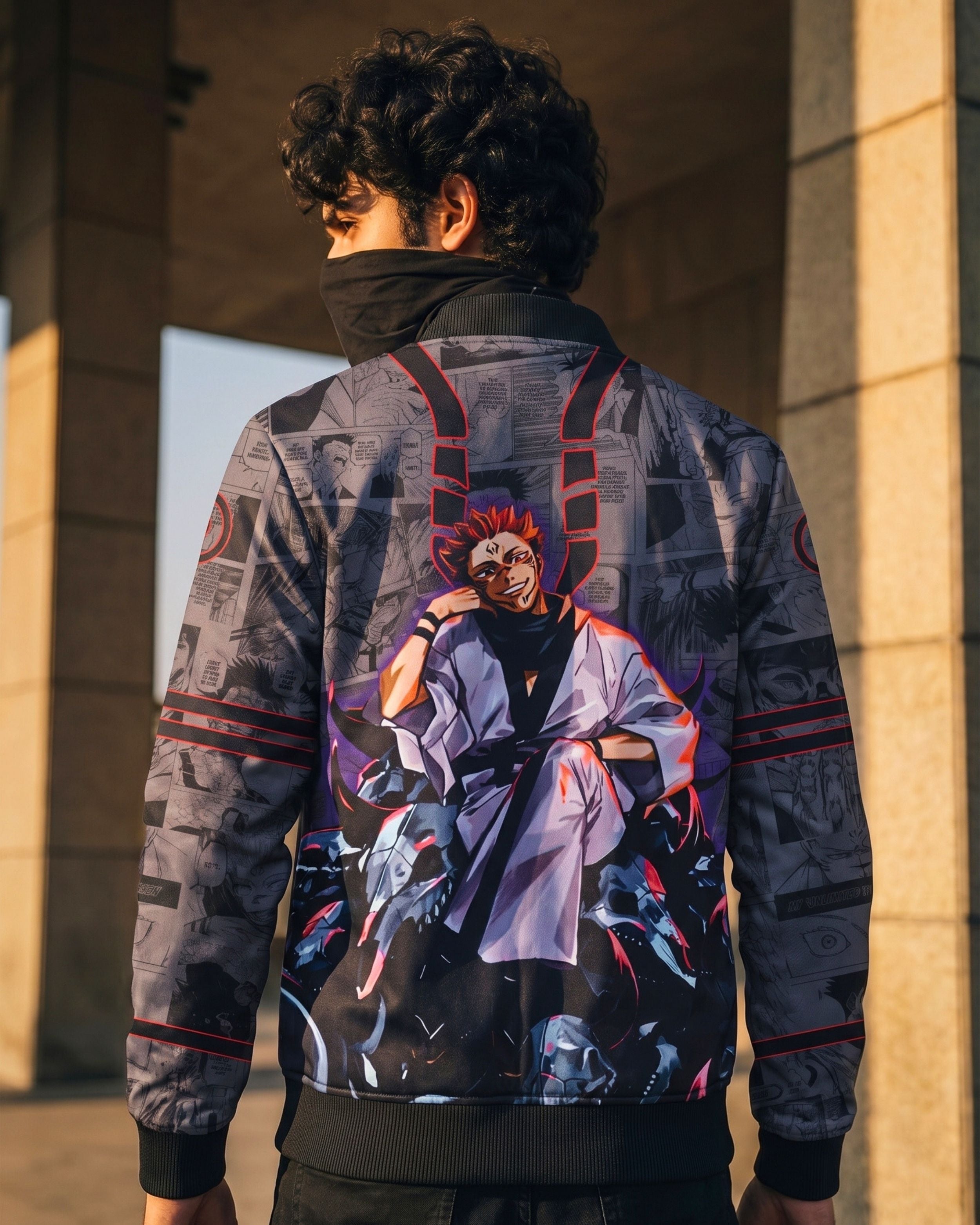Ryomen Sukuna Manga Bomber Jacket gray varient | JJK Drop 001 Kuro Republic