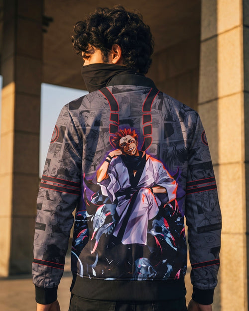 Ryomen Sukuna Manga Bomber Jacket gray varient | JJK Drop 001 Kuro Republic