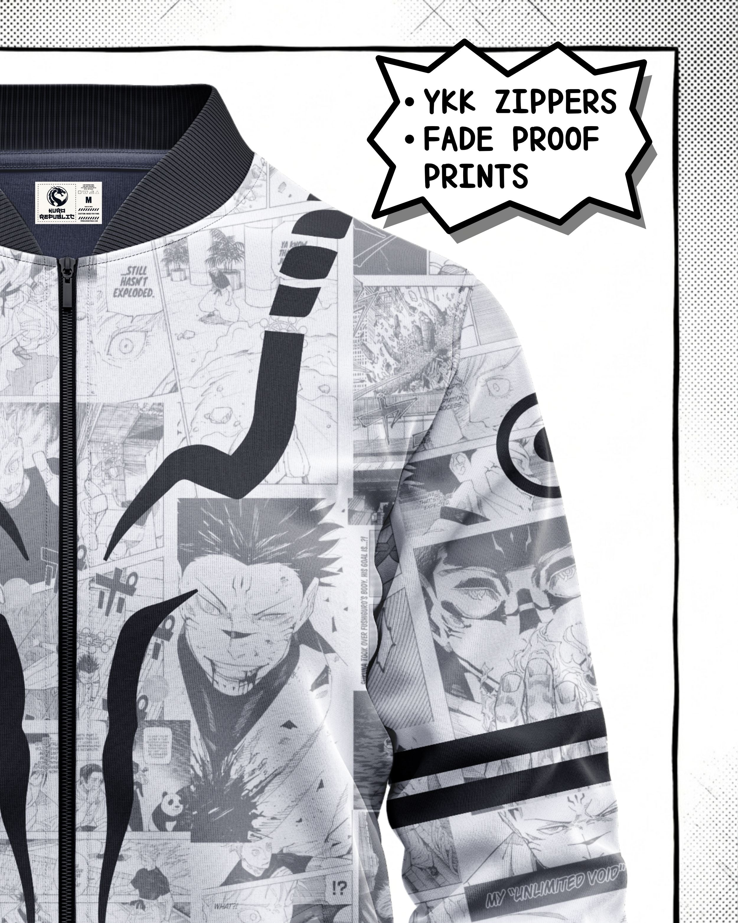 Ryomen Sukuna Manga Bomber Jacket | JJK Drop 001 Kuro Republic