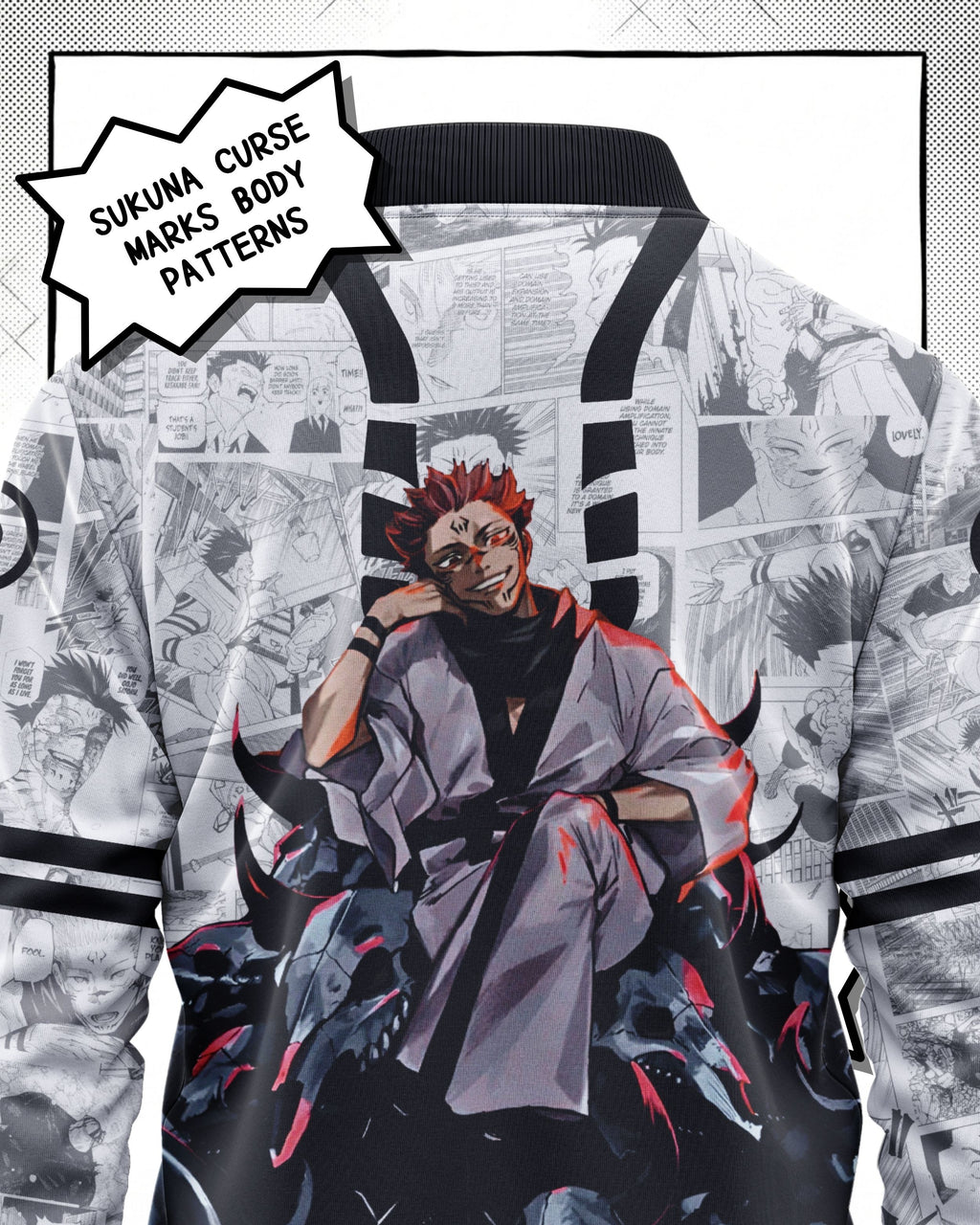 Ryomen Sukuna Manga Bomber Jacket | JJK Drop 001 Kuro Republic