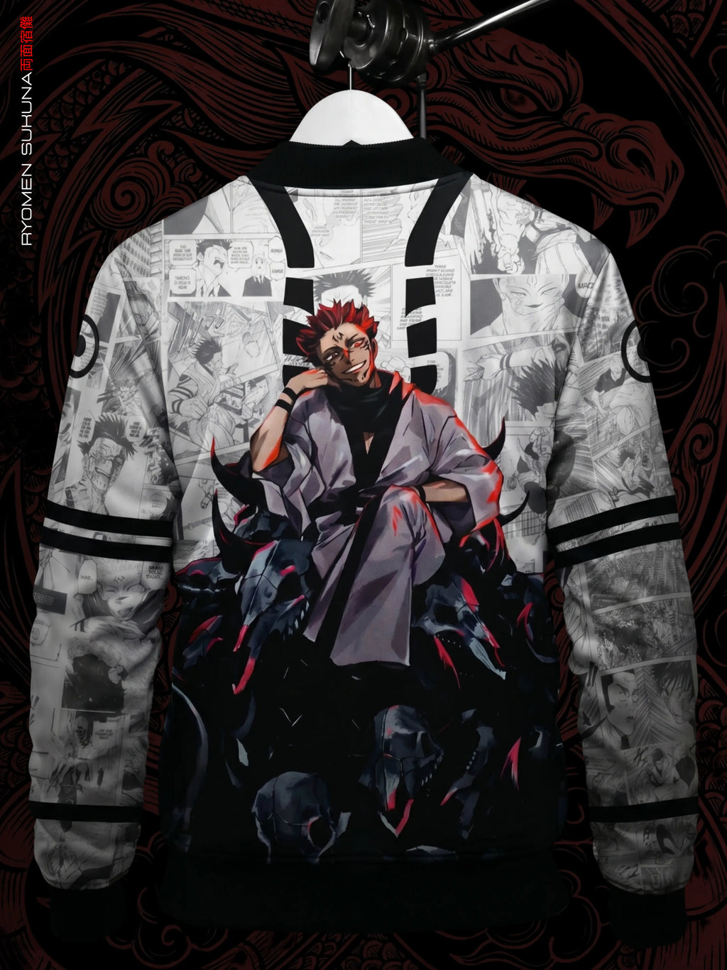 Ryomen Sukuna Manga Bomber Jacket | JJK Drop 001 Kuro Republic