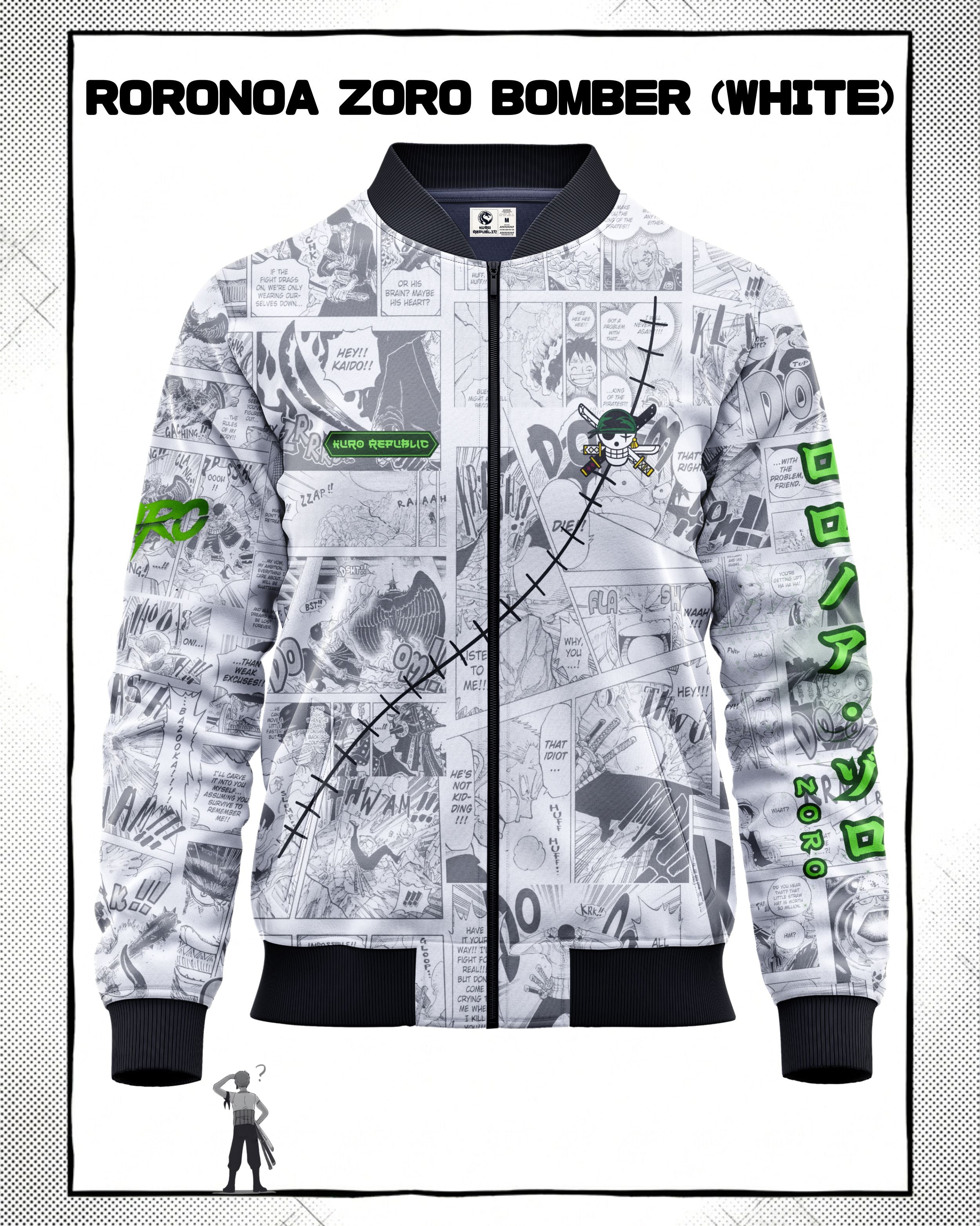Roronoa Zoro Manga Bomber Jacket | One Piece Drop 001 Kuro Republic