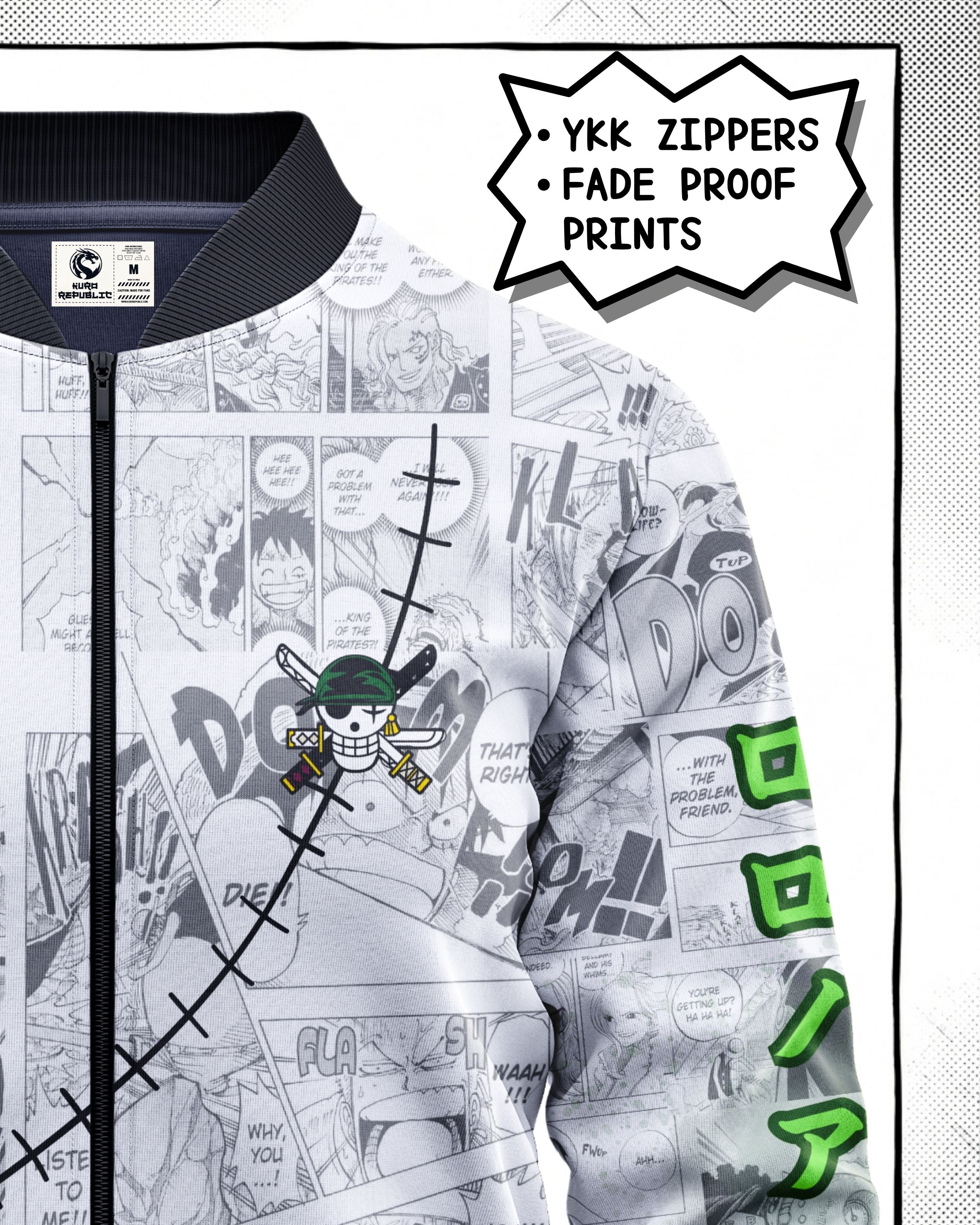 Roronoa Zoro Manga Bomber Jacket | One Piece Drop 001 Kuro Republic