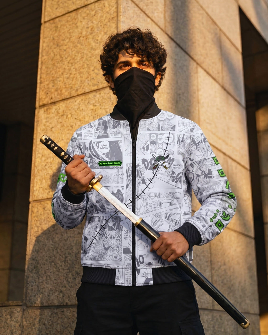 Roronoa Zoro Manga Bomber Jacket | One Piece Drop 001 Kuro Republic