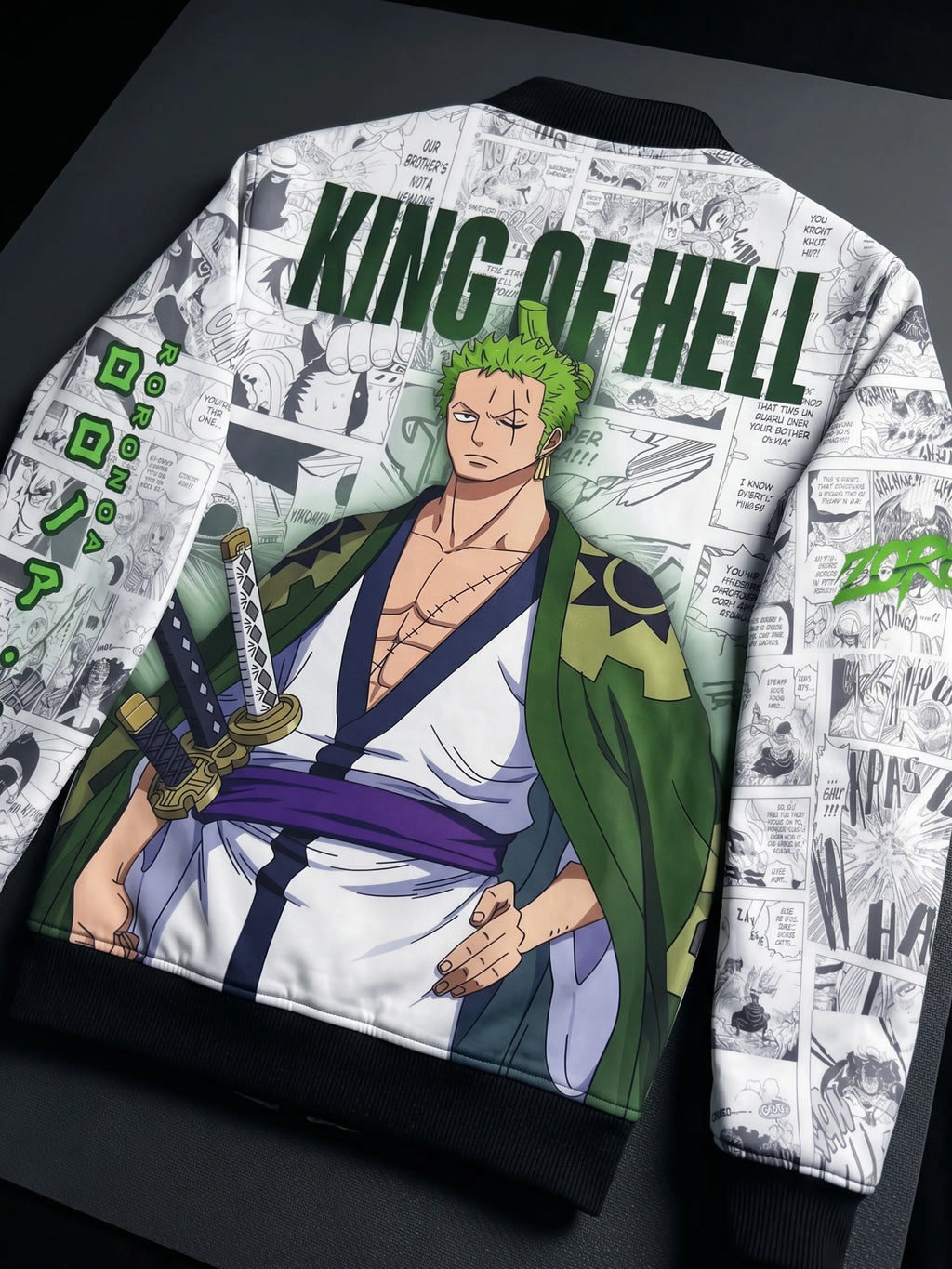 Roronoa Zoro Manga Bomber Jacket | One Piece Anime Jacket India | Kuro Republic - Kuro Republic