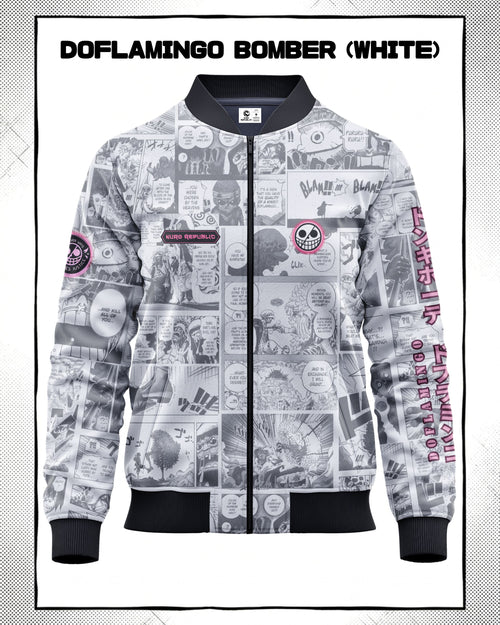 Donquixote Doflamingo Manga Bomber Jacket | One Piece Drop 001 Kuro Republic