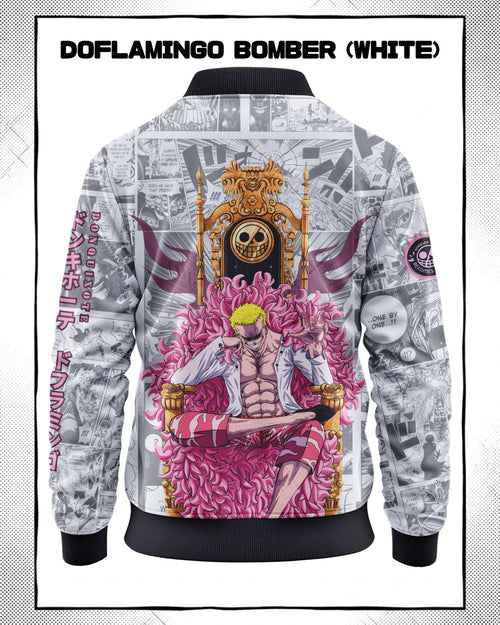 Donquixote Doflamingo Manga Bomber Jacket | One Piece Drop 001 Kuro Republic