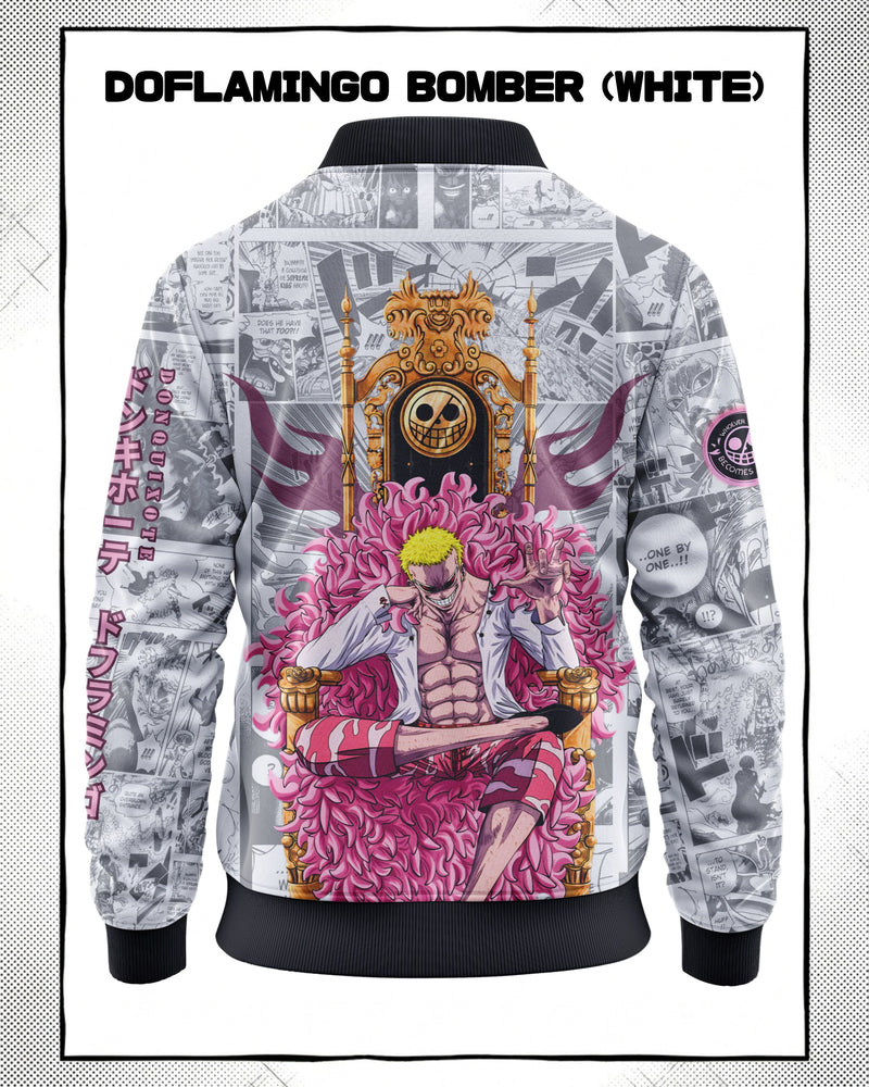 Donquixote Doflamingo Manga Bomber Jacket | One Piece Drop 001 Kuro Republic