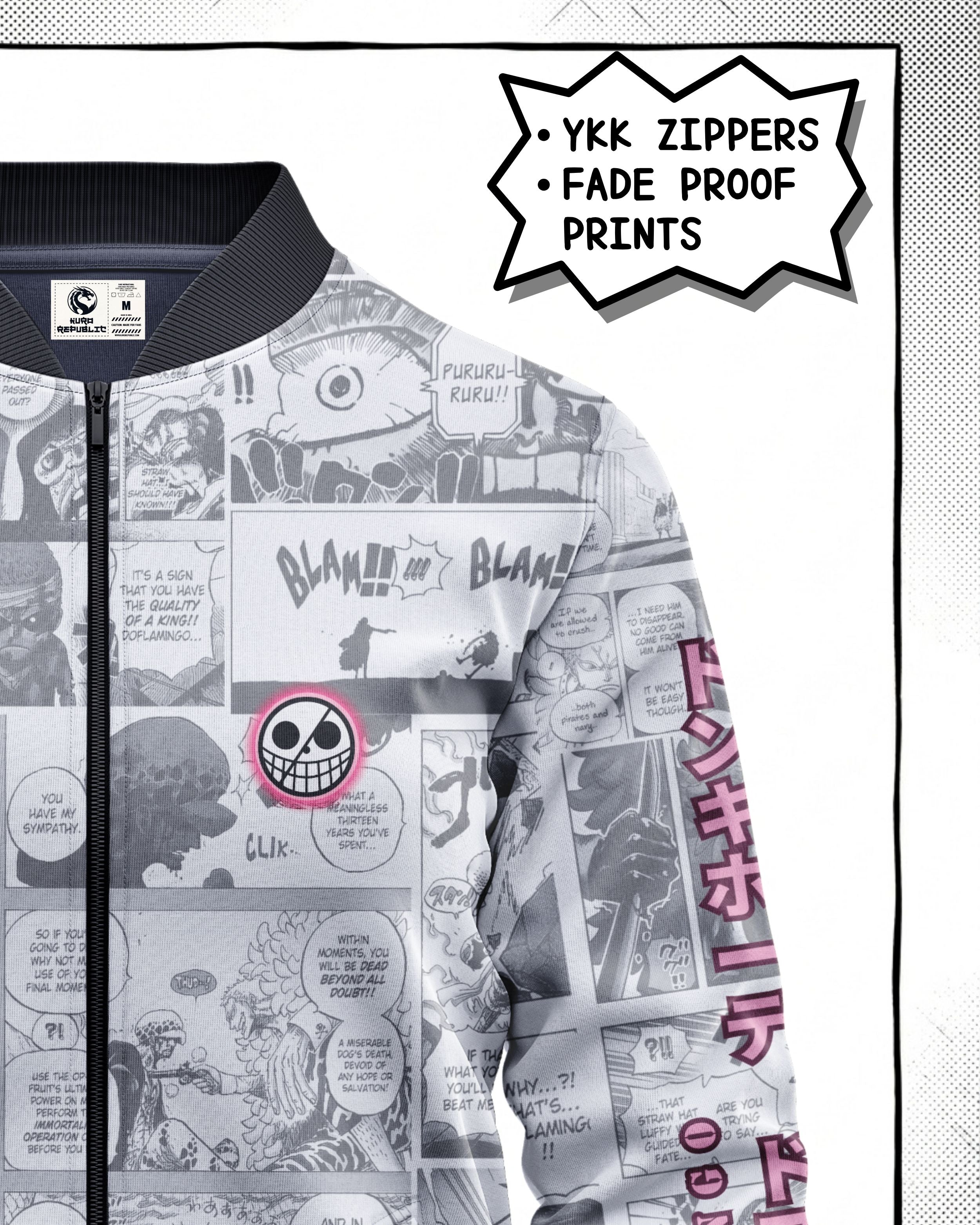 Donquixote Doflamingo Manga Bomber Jacket | One Piece Drop 001 Kuro Republic