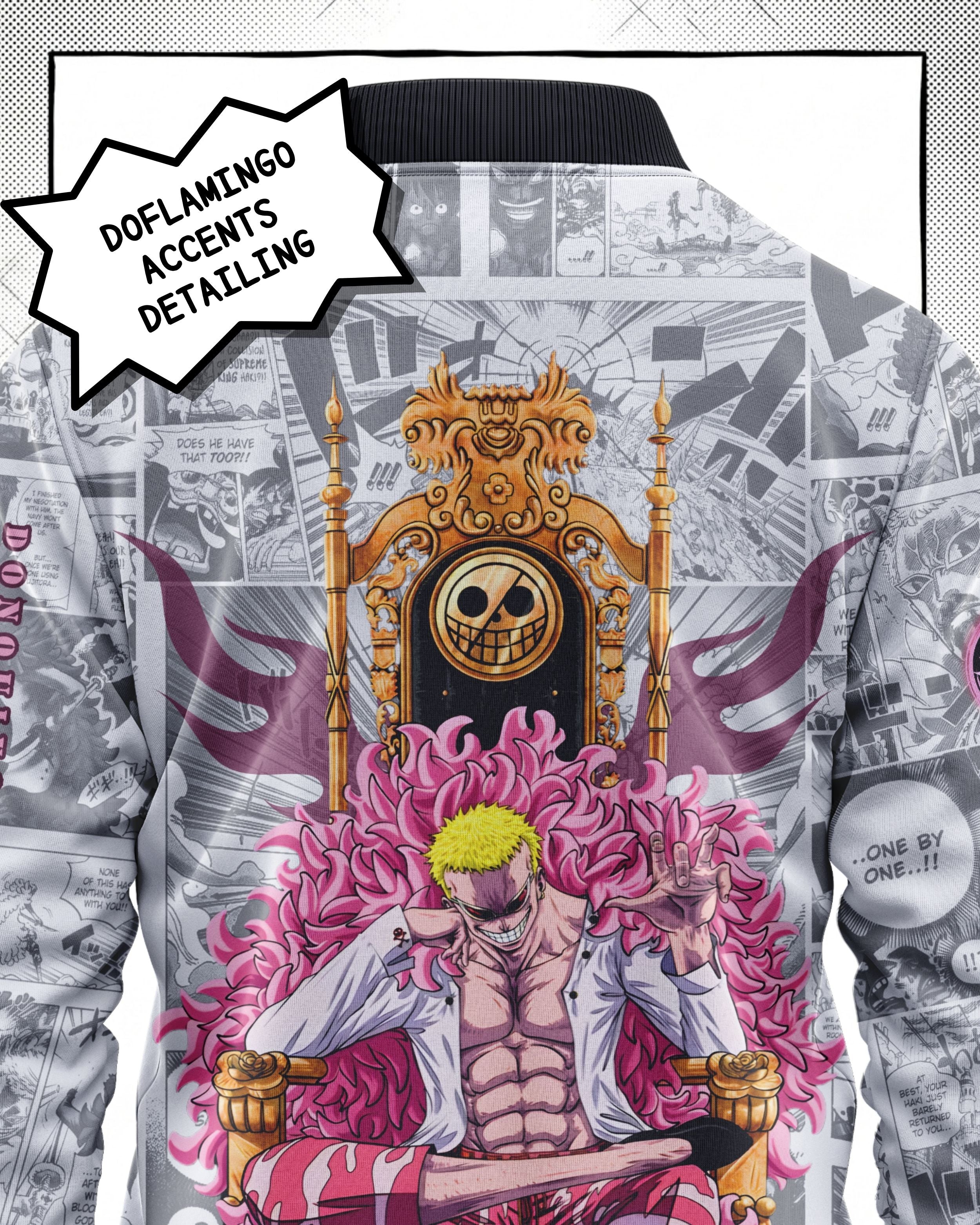 Donquixote Doflamingo Manga Bomber Jacket | One Piece Drop 001 Kuro Republic