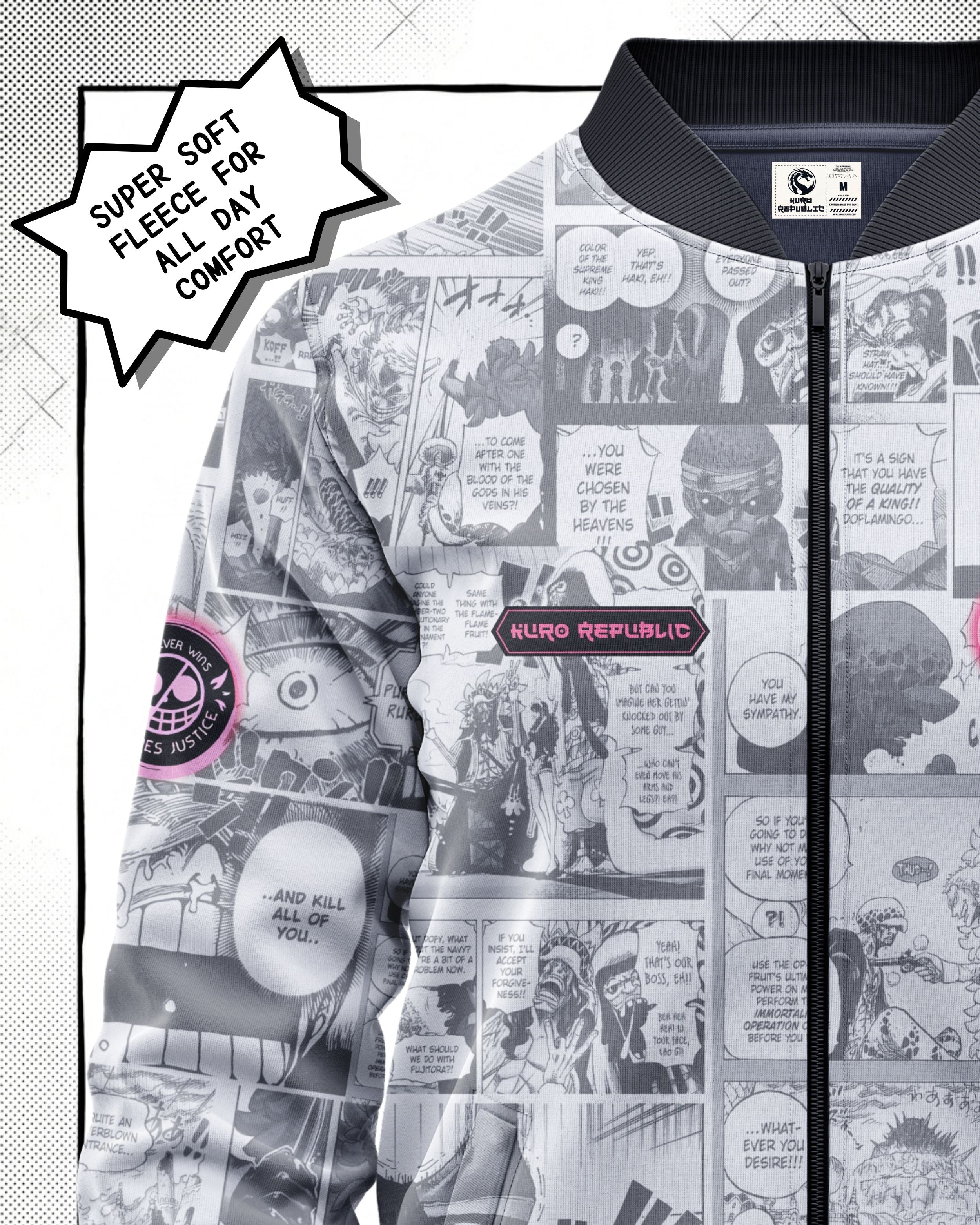 Donquixote Doflamingo Manga Bomber Jacket | One Piece Drop 001 Kuro Republic