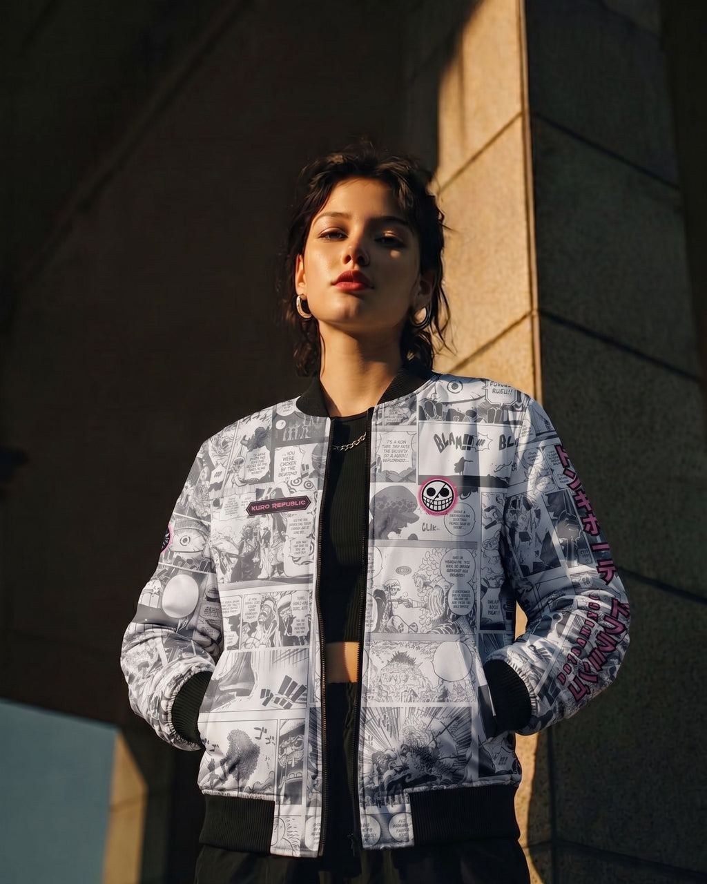Donquixote Doflamingo Manga Bomber Jacket | One Piece Drop 001 Kuro Republic