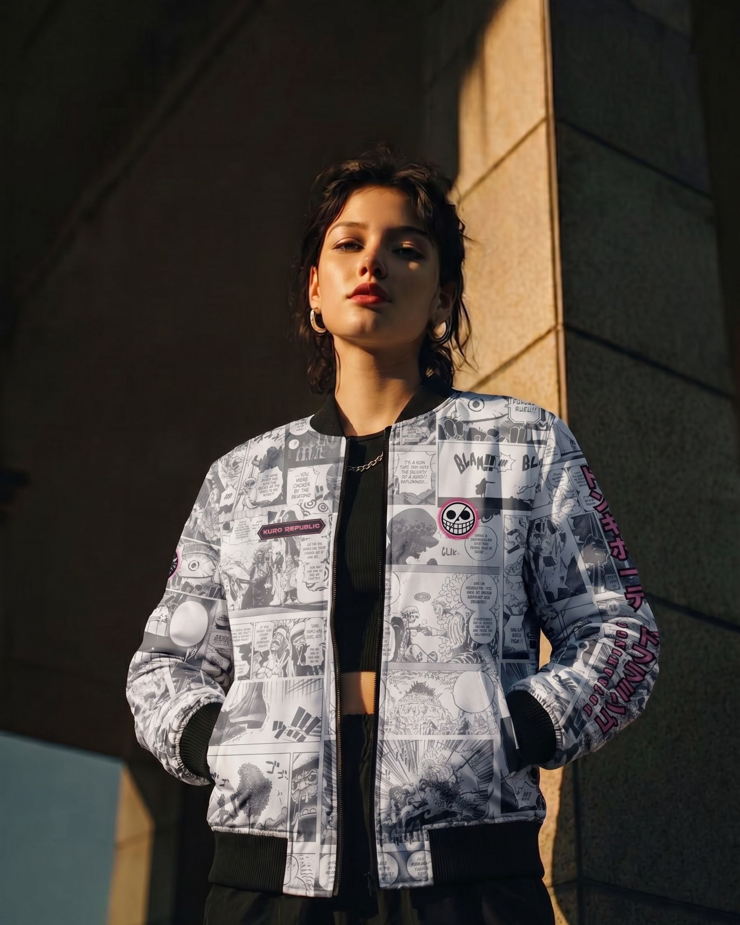 Donquixote Doflamingo Manga Bomber Jacket | One Piece Drop 001 Kuro Republic