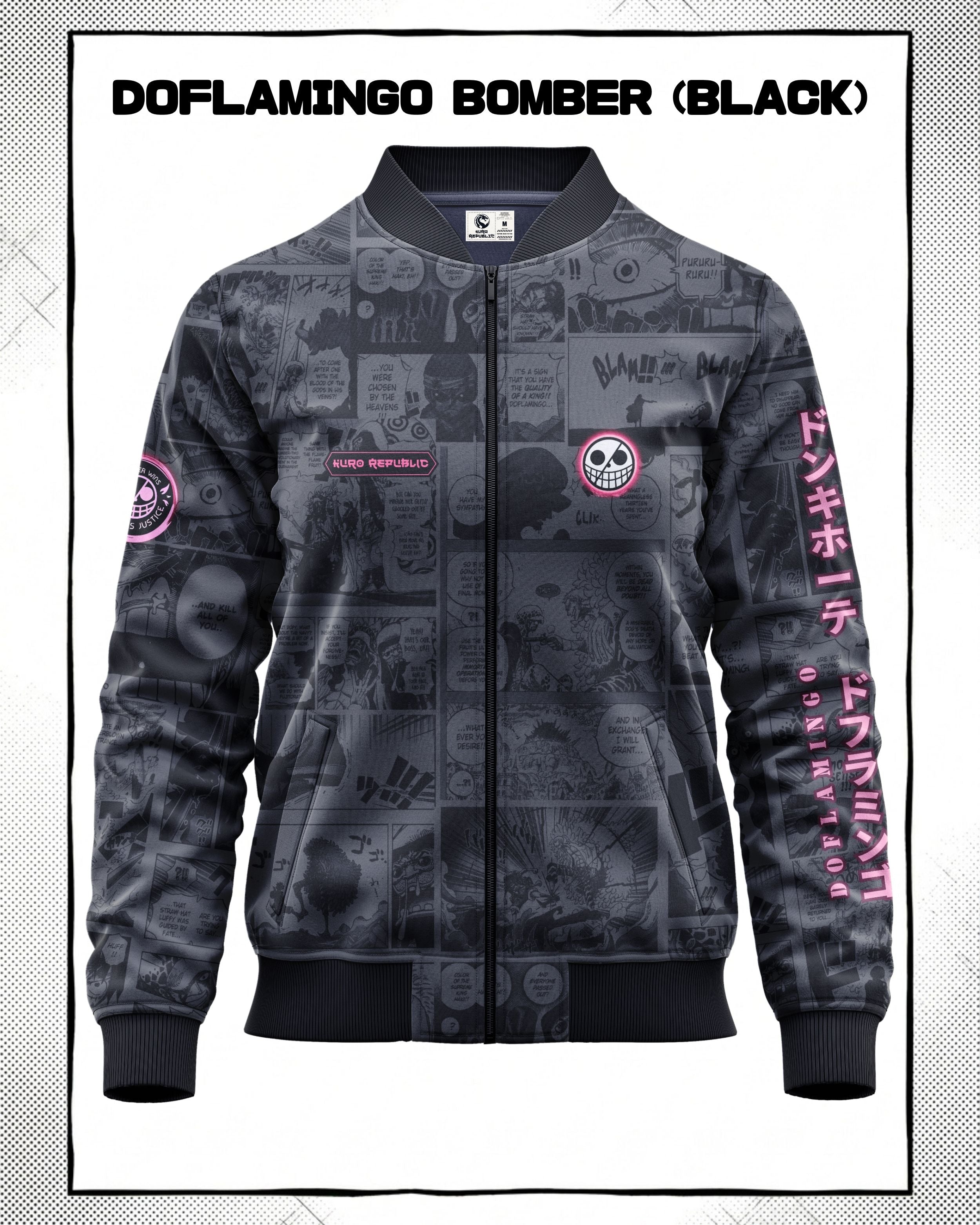 Donquixote Doflamingo Manga Bomber Jacket gray variant | One Piece Drop 001 Kuro Republic