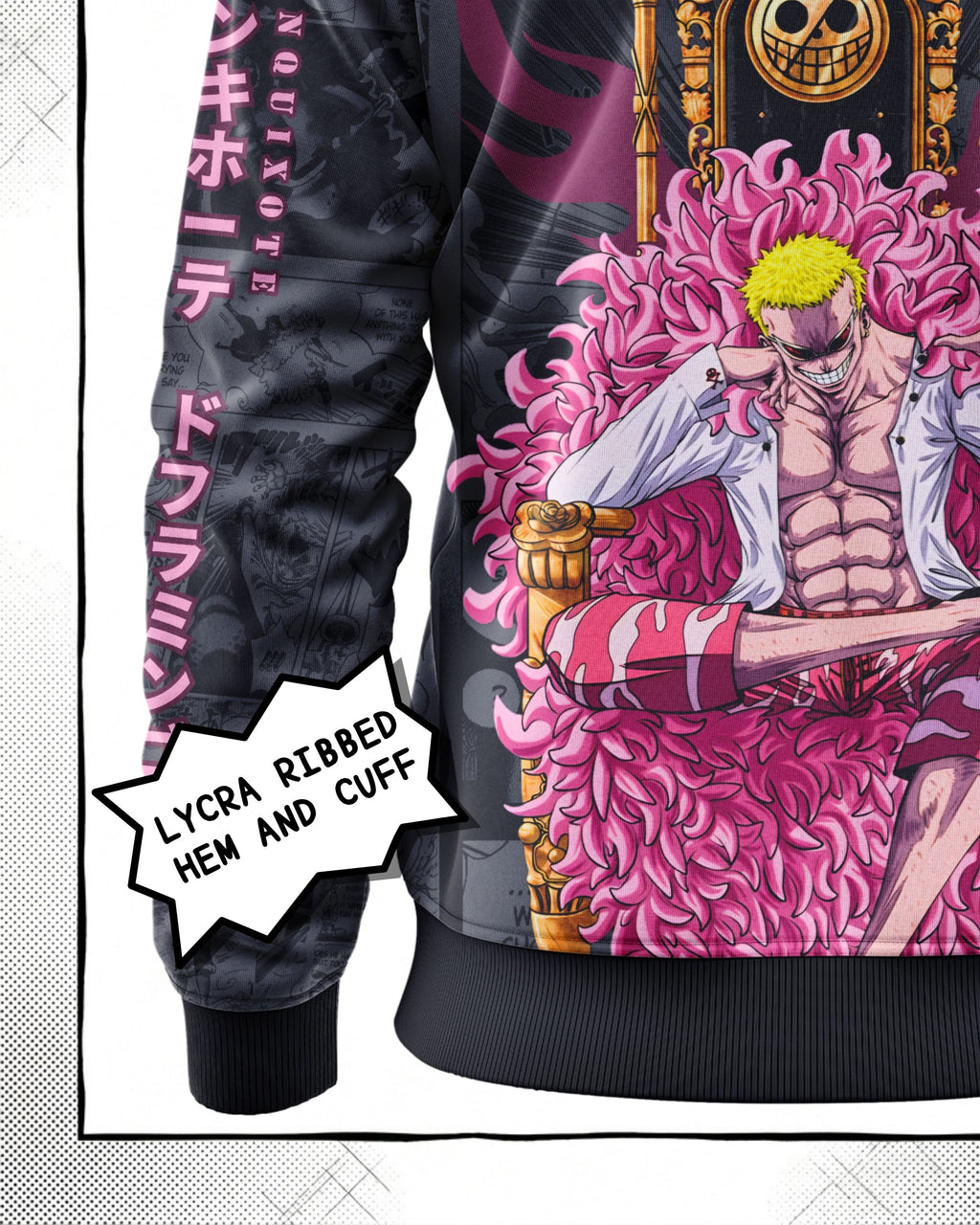 Donquixote Doflamingo Manga Bomber Jacket gray variant | One Piece Drop 001 Kuro Republic