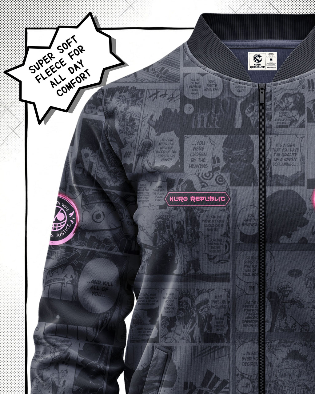 Donquixote Doflamingo Manga Bomber Jacket gray variant | One Piece Drop 001 Kuro Republic
