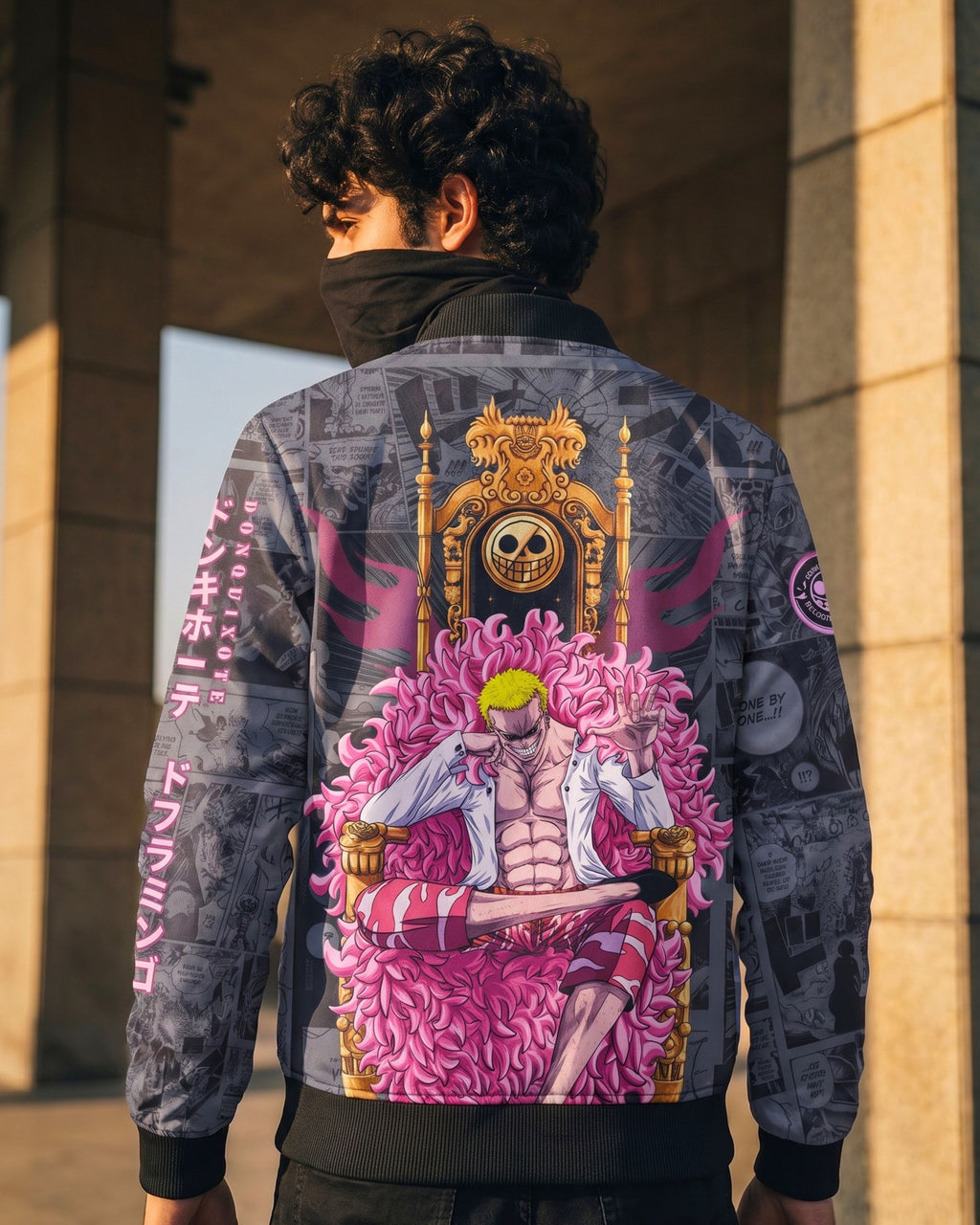 Donquixote Doflamingo Manga Bomber Jacket gray variant | One Piece Drop 001 Kuro Republic