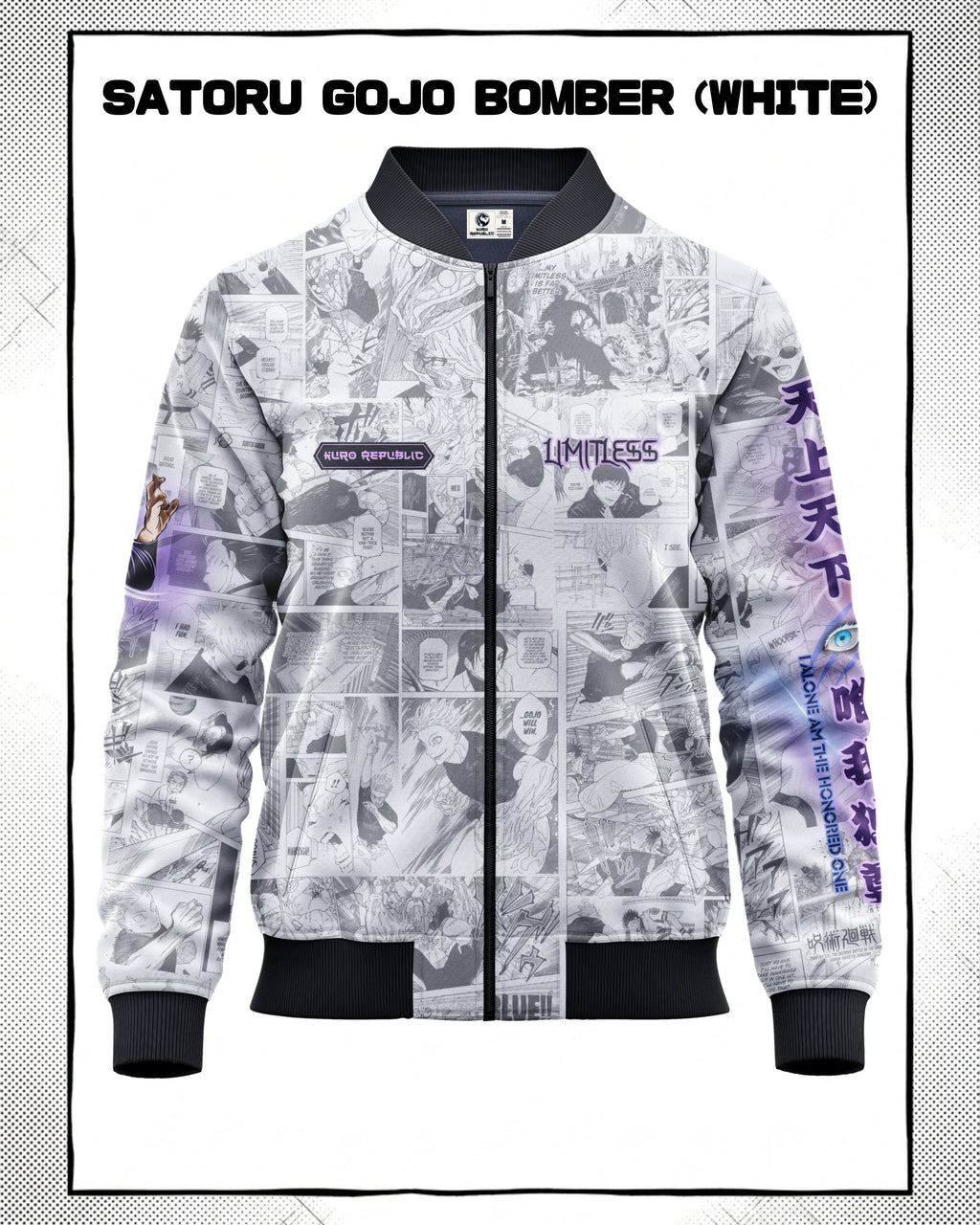 Satoru Gojo Manga Bomber Jacket | JJK Drop 001 Kuro Republic