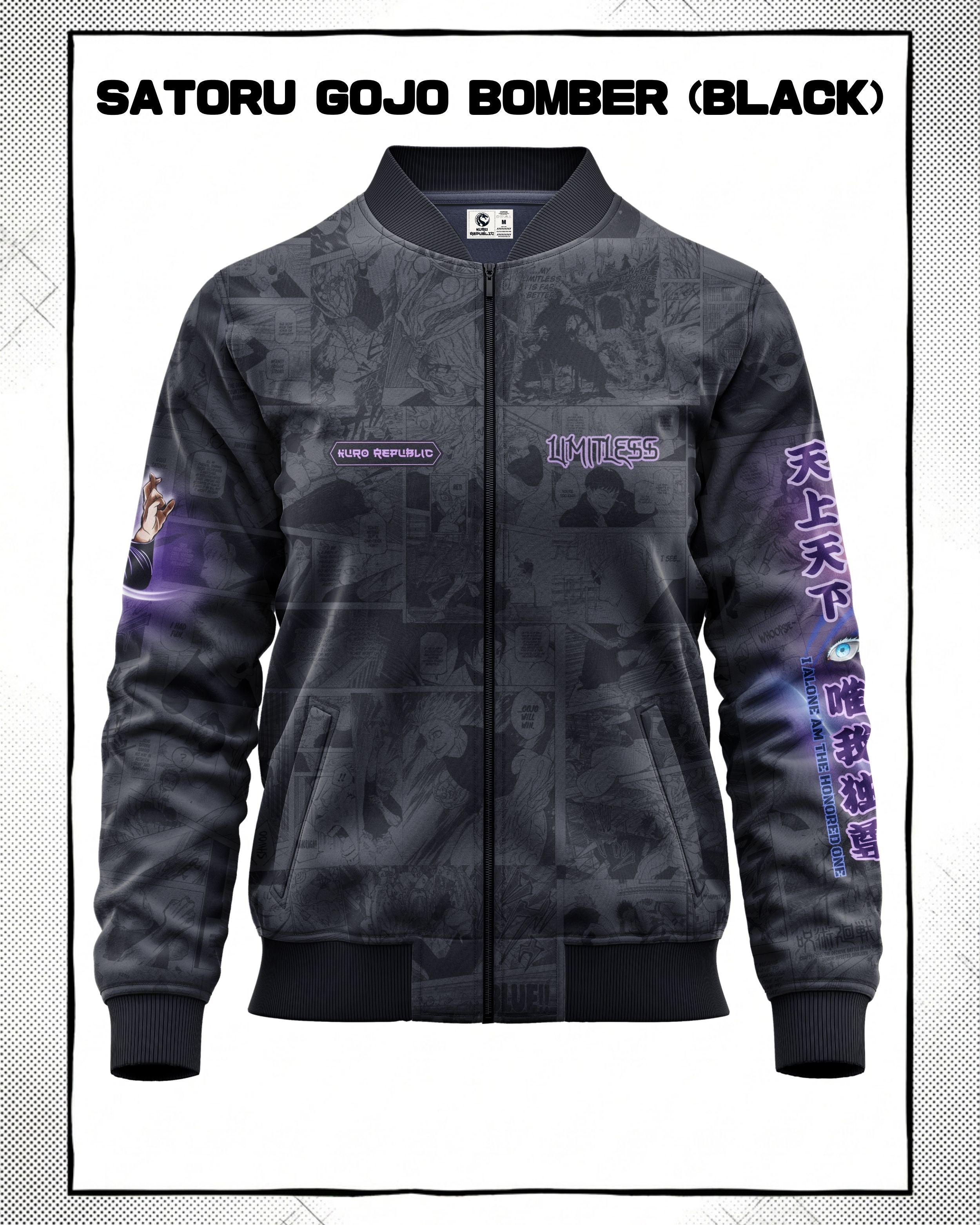 Satoru Gojo Manga Bomber Jacket Gray Variant | JJK Drop 001 Single Kuro Republic