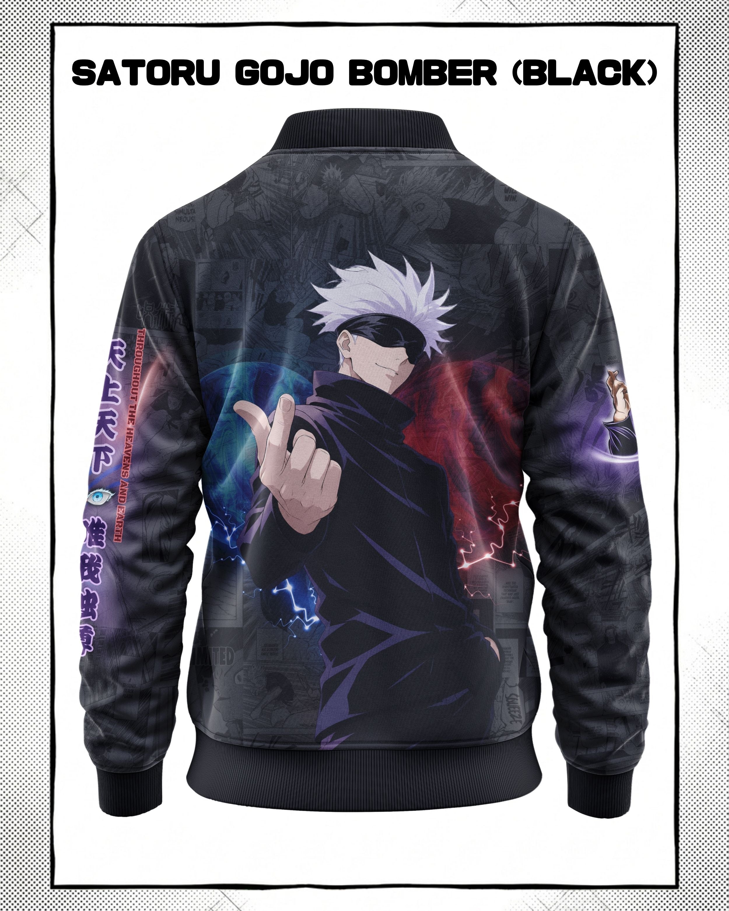 Satoru Gojo Manga Bomber Jacket Gray Variant | JJK Drop 001 Single Kuro Republic