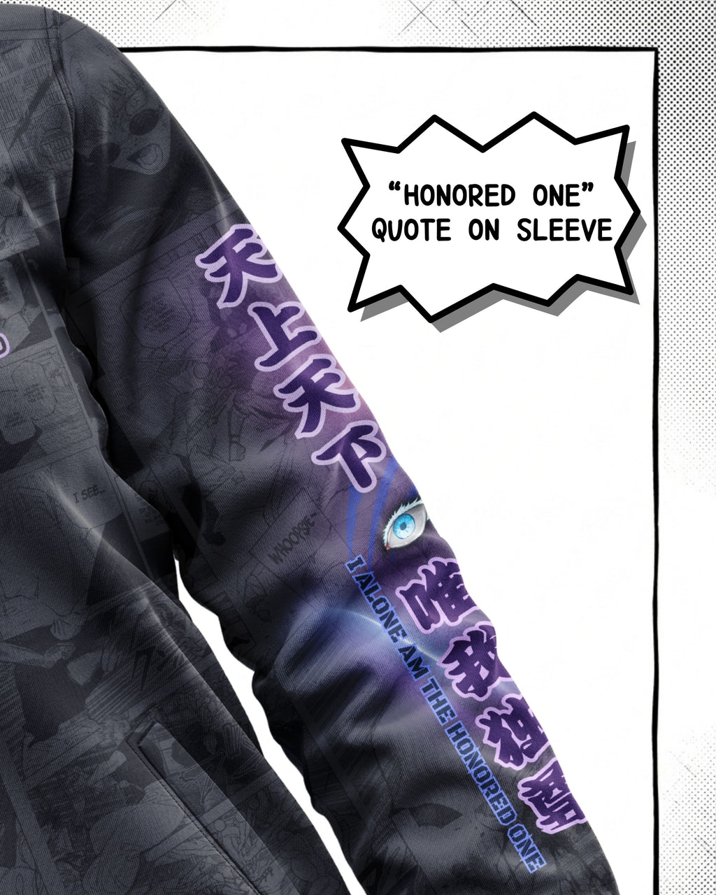Satoru Gojo Manga Bomber Jacket Gray Variant | JJK Drop 001 Single Kuro Republic