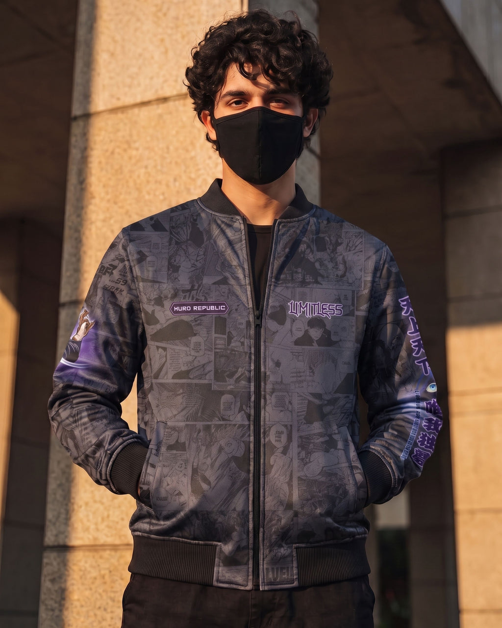 Satoru Gojo Manga Bomber Jacket Gray Variant | JJK Drop 001 Single Kuro Republic