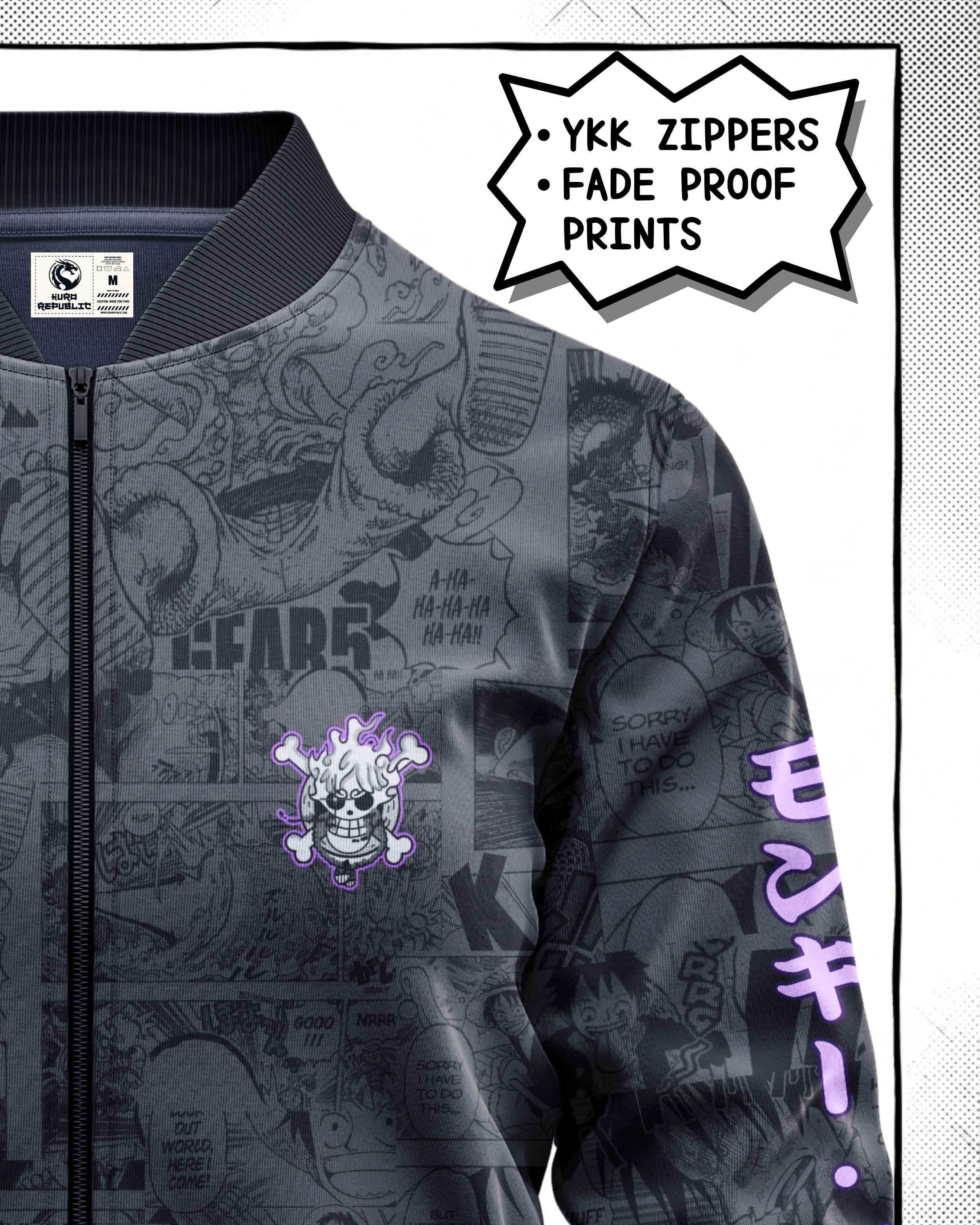 Monkey D. Luffy Gear 5 Manga Bomber Jacket  gray variant | One Piece Drop 001 Kuro Republic