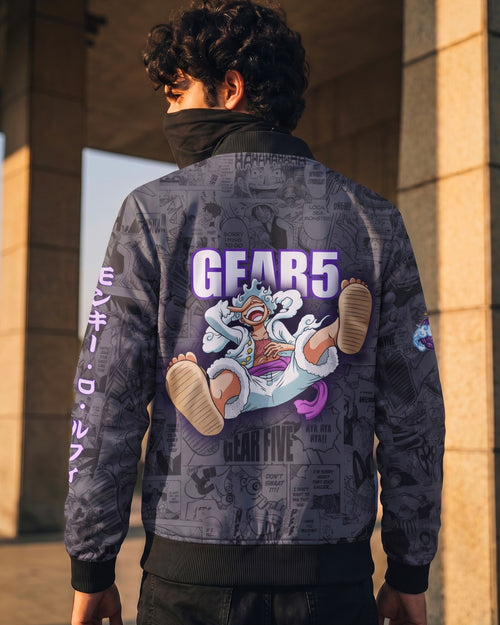 Monkey D. Luffy Gear 5 Manga Bomber Jacket  gray variant | One Piece Drop 001 Kuro Republic
