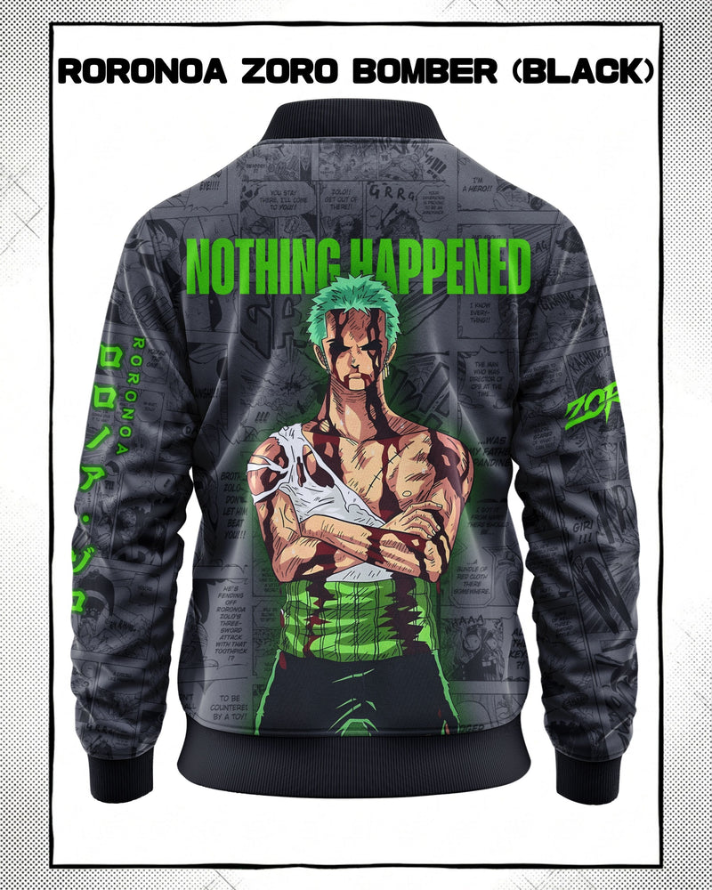 Roronoa Zoro Manga Bomber Jacket gray variant | One Piece Drop 001 Kuro Republic