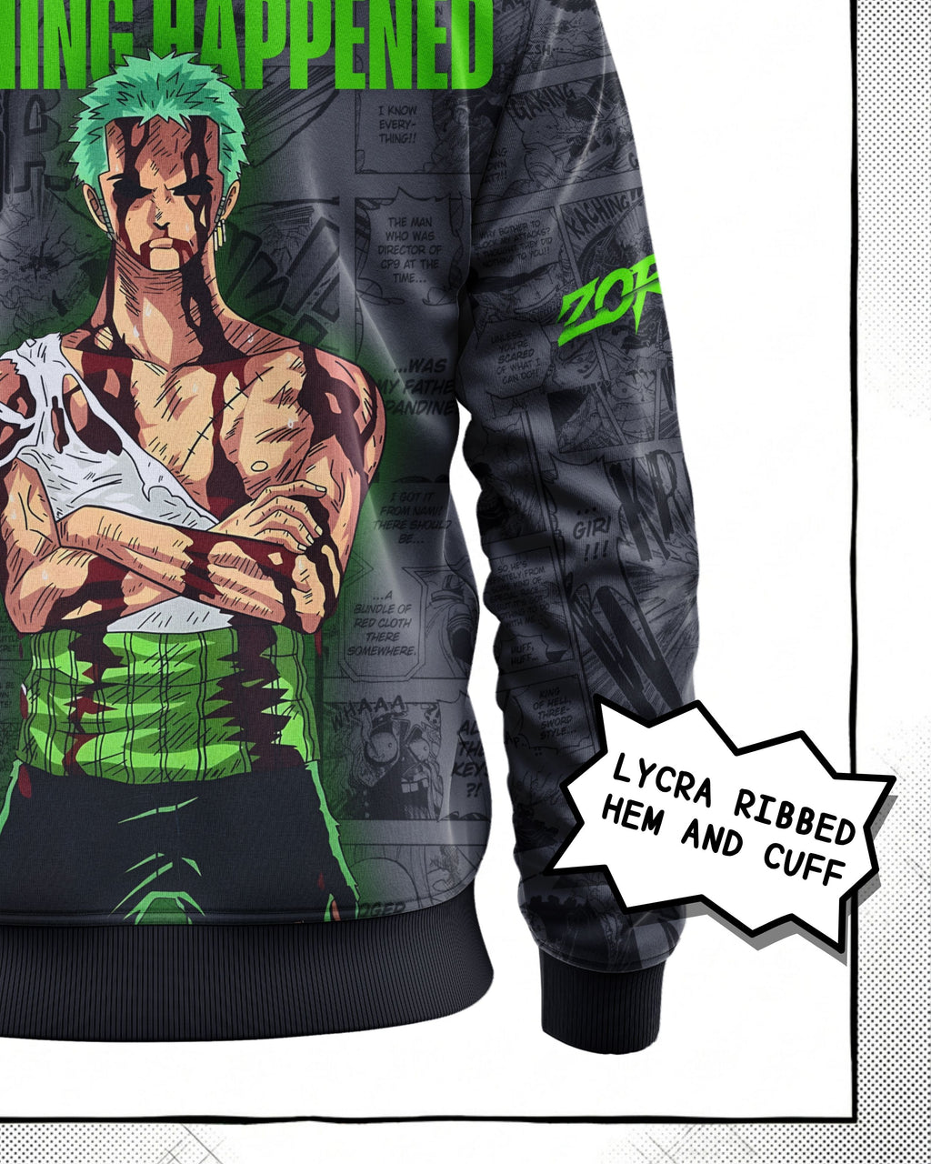 Roronoa Zoro Manga Bomber Jacket gray variant | One Piece Drop 001 Kuro Republic
